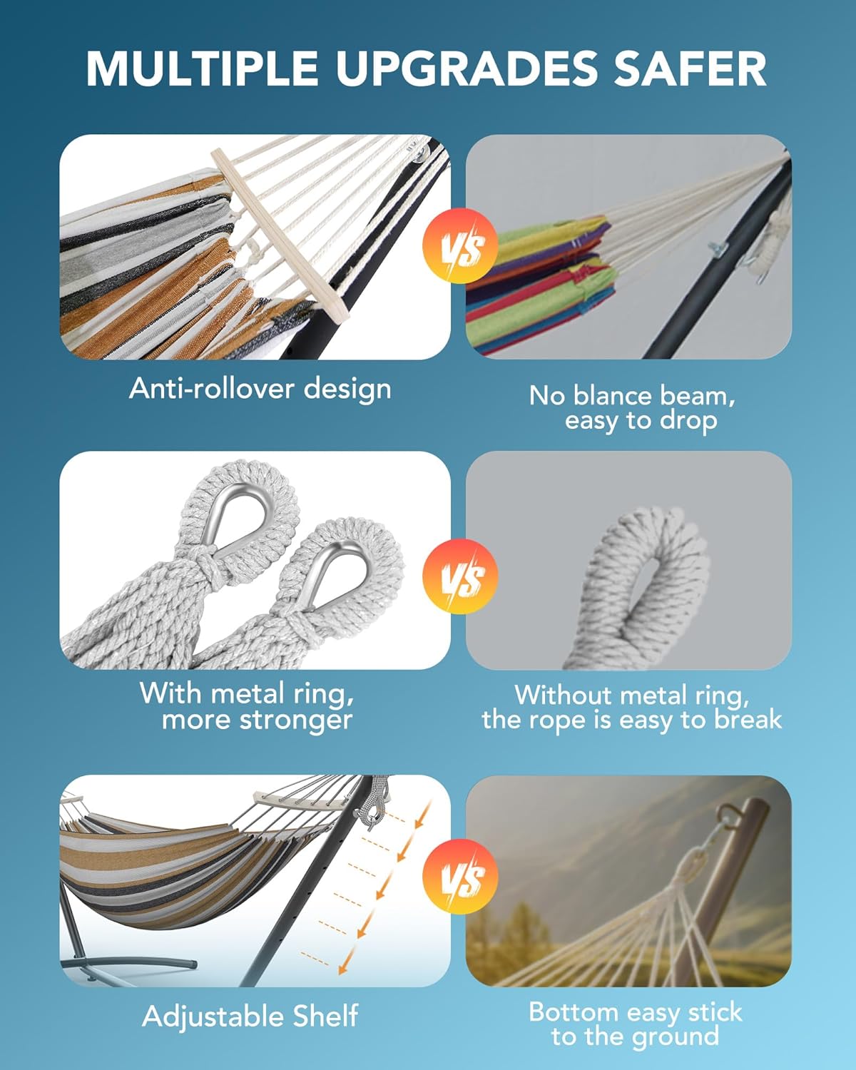 Double Hammock with Space-Saving Steel Stand, 2 Person Heavy-Duty Hammock for Garden, Yard or Outdoor, 600lbs Capacity, Coffee