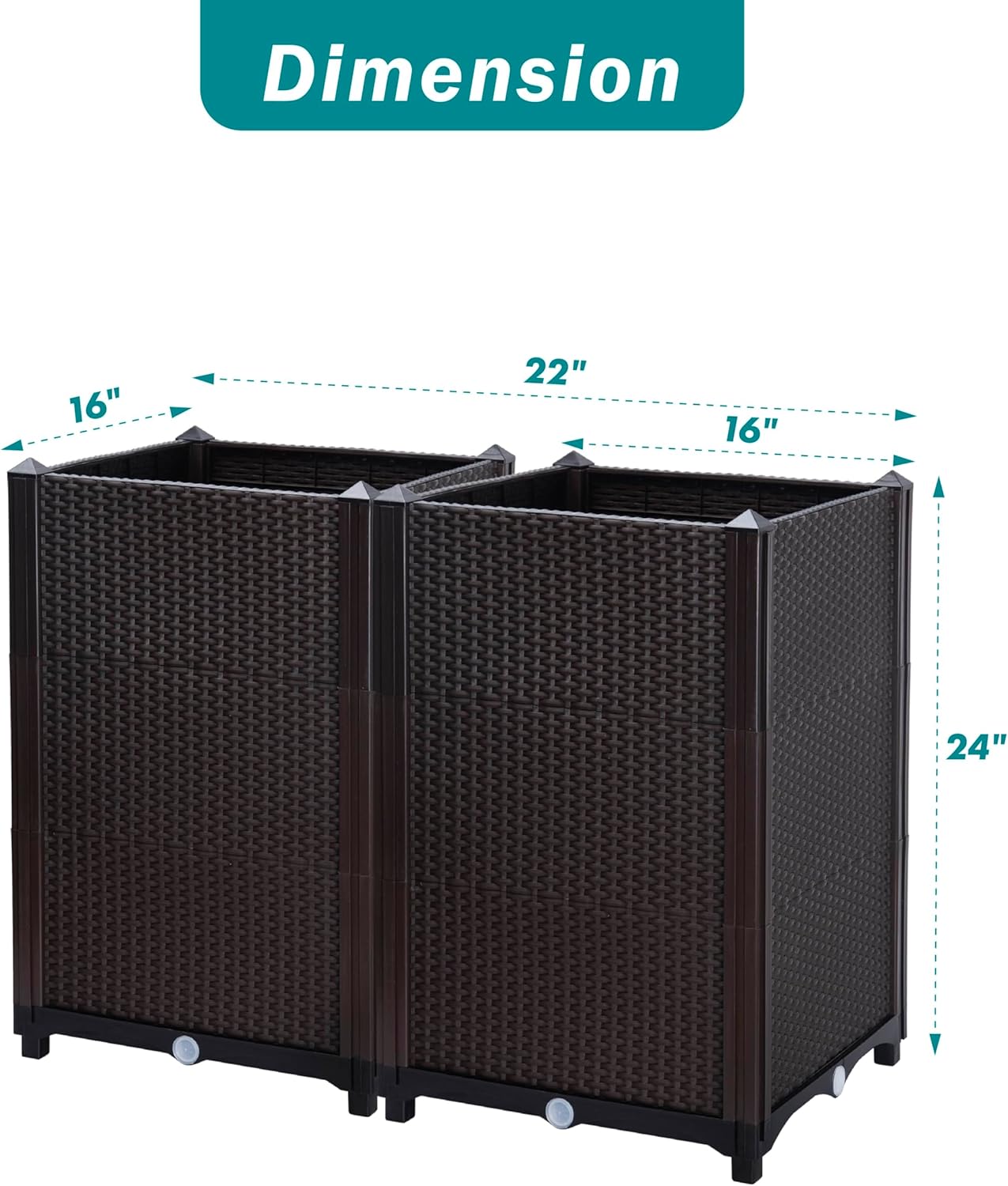 D'vine Dev Raised Patio Planter Box - Elevated Planter with Drainage Plug Raised Garden Beds for Growing Flowers, Herbs, Vegetables - Outdoor Standing Gardening Kit, Set of 2, RGB-D-2