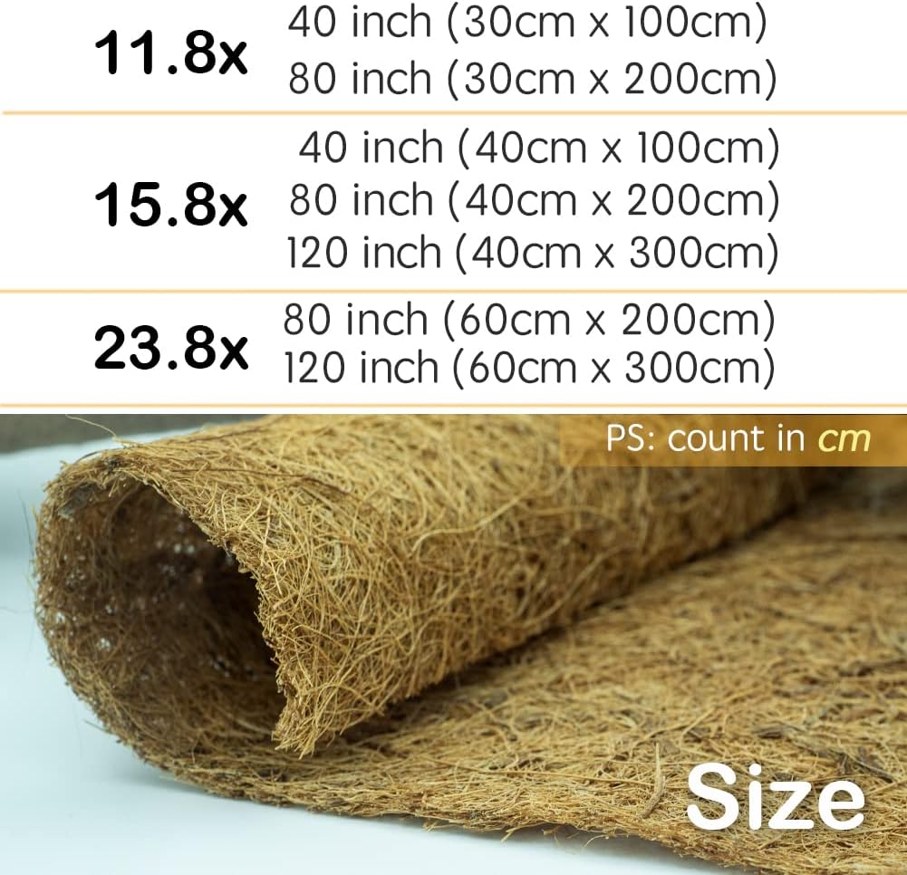 Coco Liner Roll, Large 12x120 inch Natural Coconut Liners for Planter Flower Basket, Natural Coconut Fiber mat, Garden Decoration, Animal pet pad, Reptile