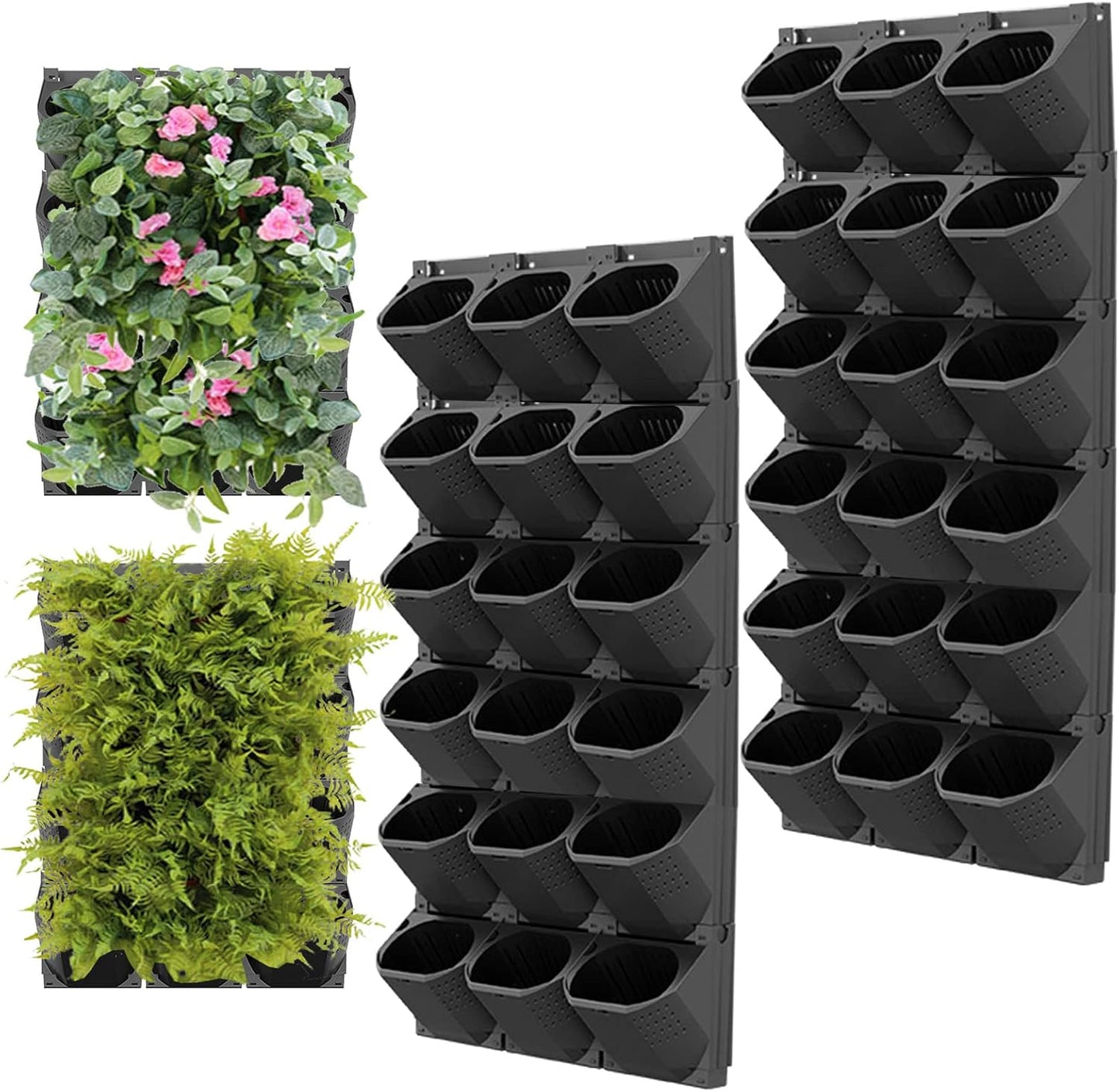 Self Watering Wall Planter with 36 Pots, Vertical Garden Planter for Indoor Plants, Mounted planters Hanging Flower Herbs Vegetables, Wall Garden for Home (Black)
