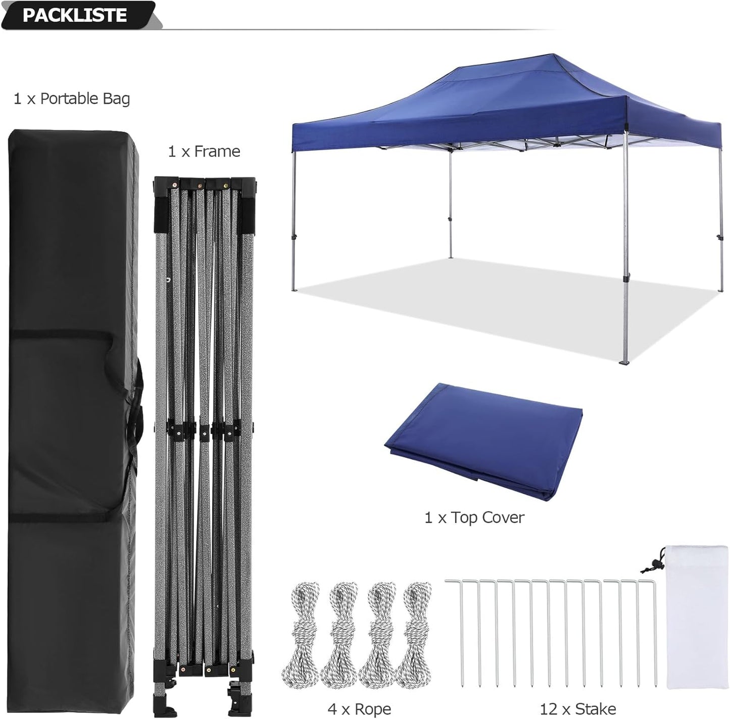 COBIZI 10x15 Heavy Duty Pop up Canopy Tent Easy Up Commercial Outdoor Canopy Wedding Party Tents for Parties All Season Wind & Waterproof Gazebo with Carry Bag, Dark Blue(Frame Thickened)