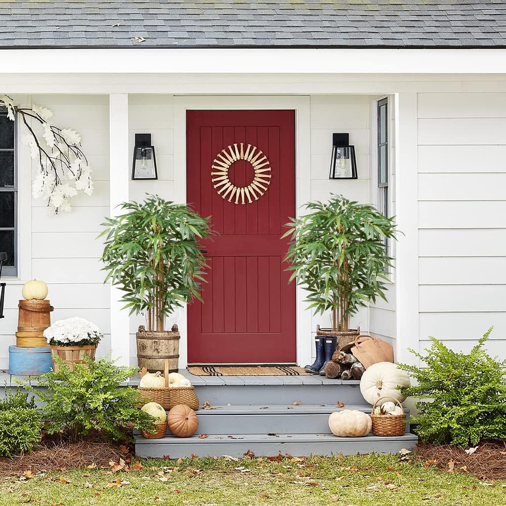 Artificial Bamboo Tree, 5 Feet Tall Decorative Bamboo Plants 60in Bamboo Silk Tree Large Fake Floor Plants for Living Room, Garden, Office Indoor/Outdoor Decor, 2 Pack