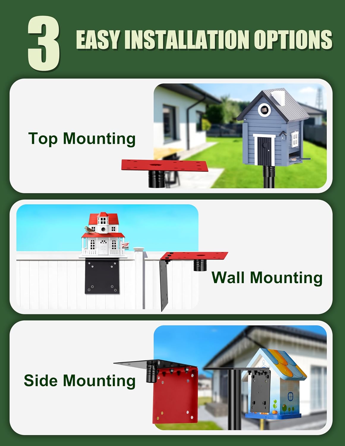 XDW-GIFTS Bird House Pole, 1 Pack 76 Inch Metal Bird Feeder Pole for Outdoor, with 5-Prong Heavy Duty Base for Birdhouse Mounting, Weather Station