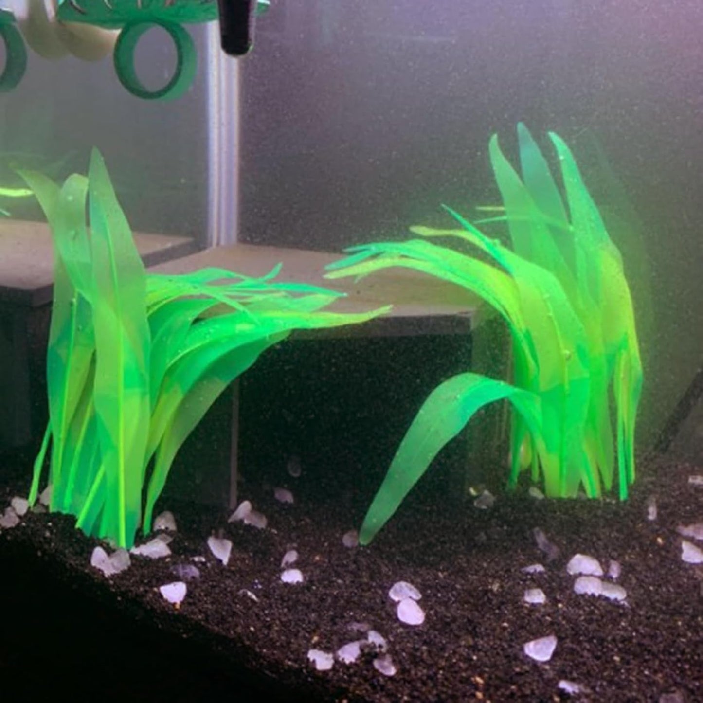 2Pcs Soft Silicone Aquarium Plants Glowing Kelp Fish Tank Plants Decor Artificial Aquarium Plant Decoration Simulation Artificial Water Grass for Fish Tank,Green,7inch