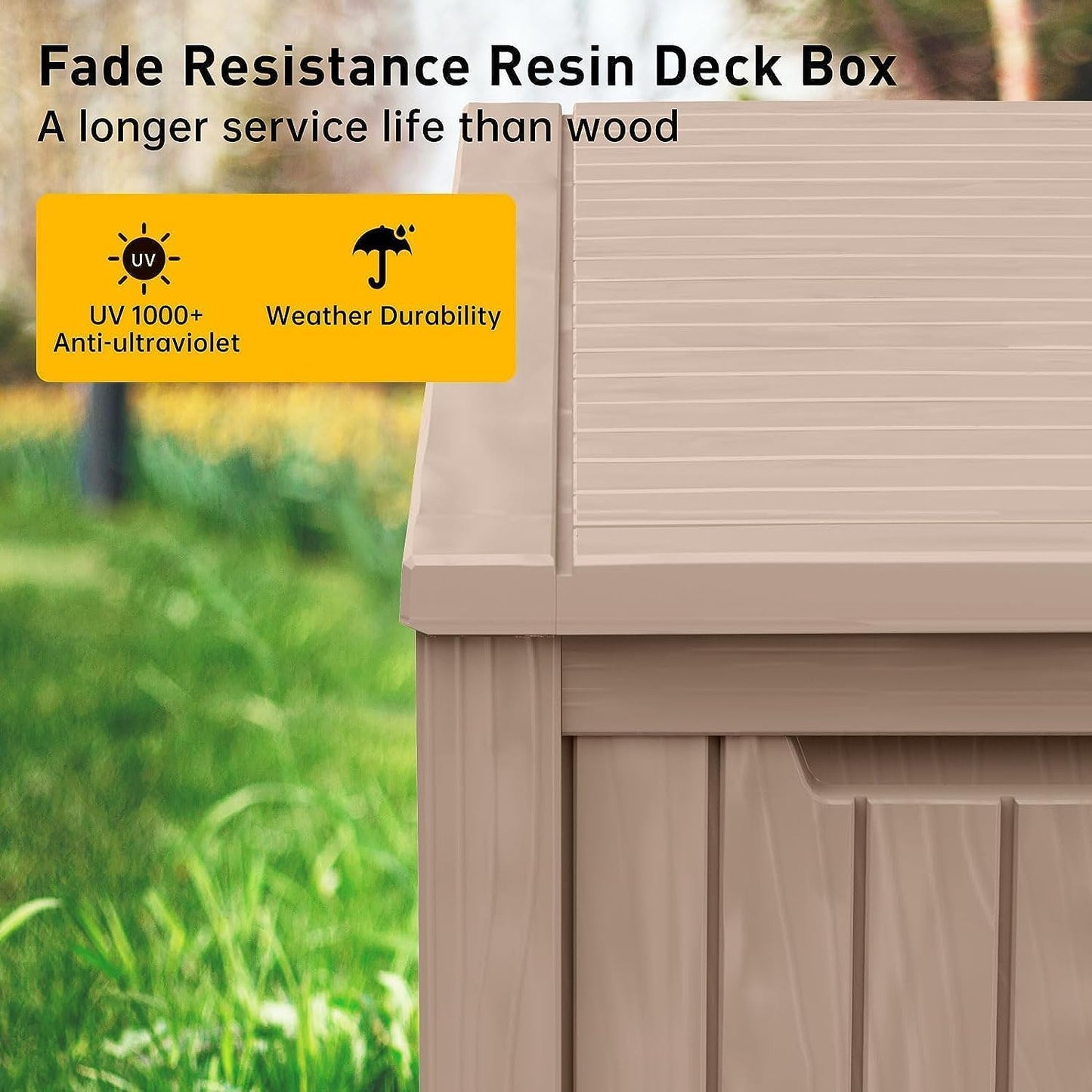 182 Gallon Deck Box Waterproof, UV Resistant Resin Outdoor Storage Box with Hydraulic Rod, Lockable Design and Enhanced Durability for Patio, Garden, and Poolside Use