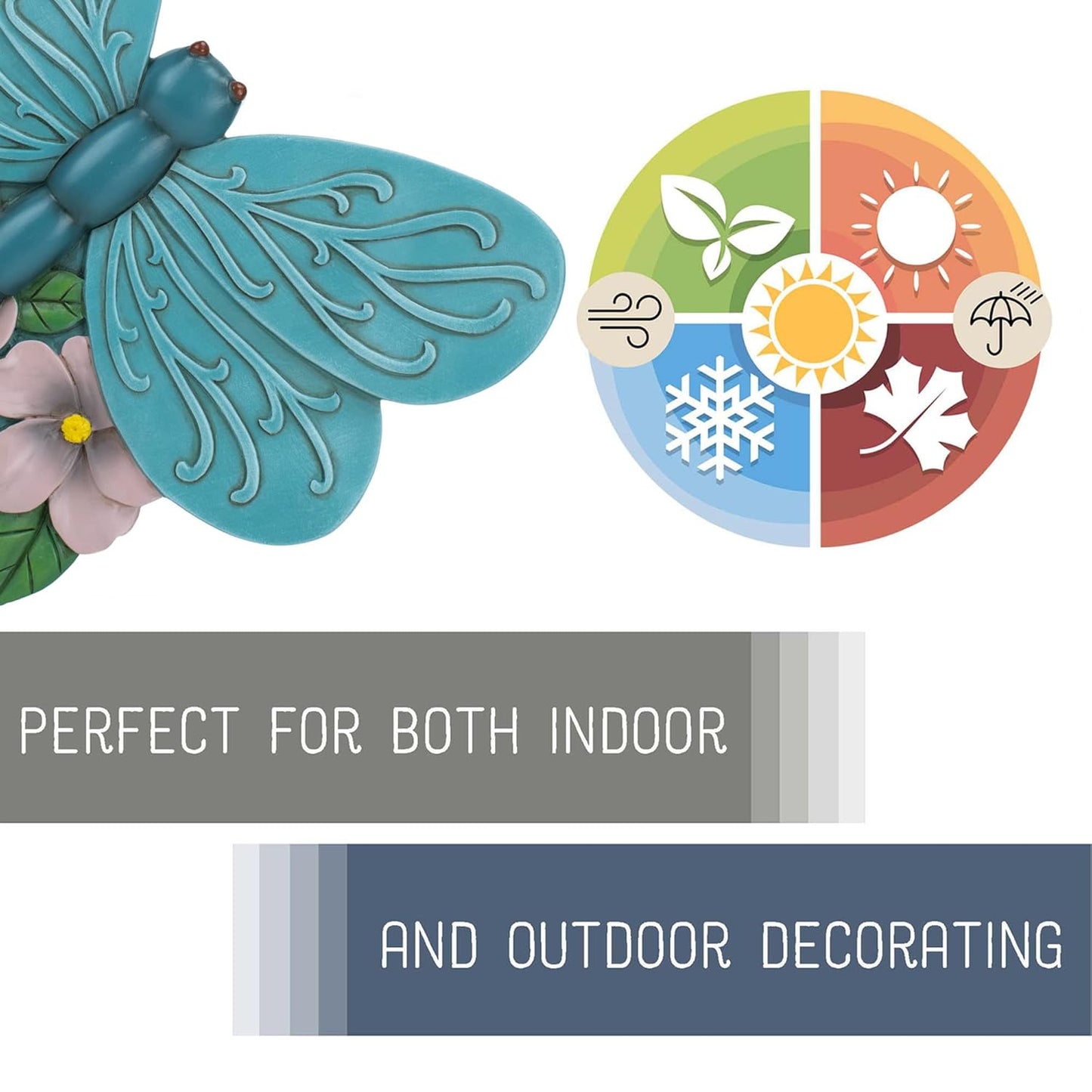 NAT & Jules Animal Character Shaped Dimensional Indoor Outdoor 11 inch Cast Resin Decorative Garden Stepping Stone, Patio, Walkway Sculpture Yard Art, Teal Blue Dragonfly