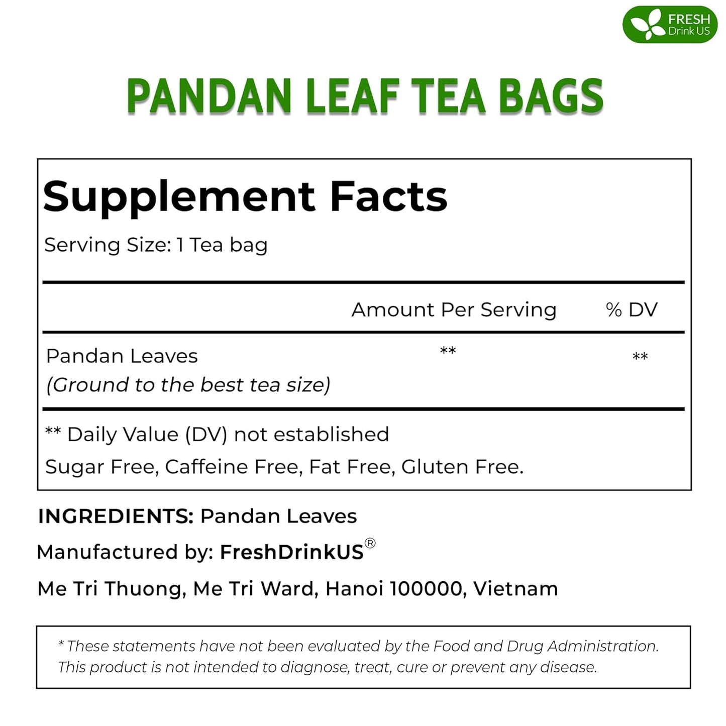 FreshDrinkUS, Premium 90 Mugwort Leaf Tea Bags, 100% Natural and Pure Mugwort Leaves. Loose Leaf Mugwort Herbal Tea. Mugwort Leaf Tea. No Sugar, No Caffeine, No Gluten, Vegan. (90 Tea Bags)