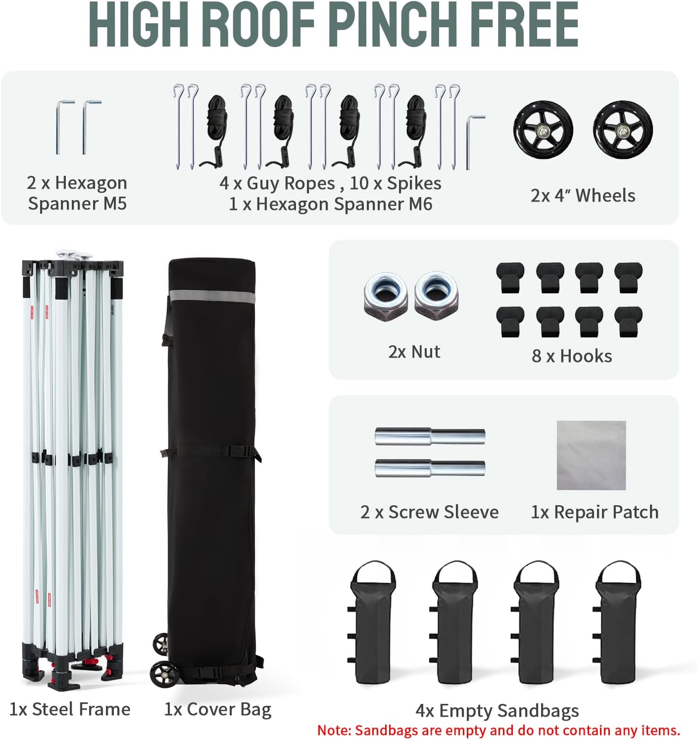 CROWN SHADES 10x20 Pop Up Canopy Tent - Commercial Canopy Tent with 400D Strength Oxford Fabric, Hexagonal Leg, 4 Upgraded Weights - Great for Trade Shows, Events, Parties & Commercial Use, White