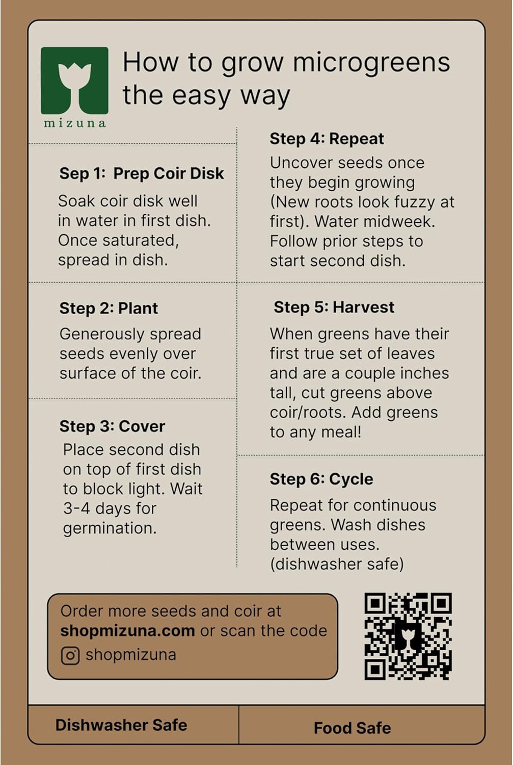 mizuna Microgreens Growing Kit – 2 Stackable White Ceramic Micro Greens Growing Trays (2x5x12 in), Coconut Coir, and Seeds for Stylish Indoor Micro Greens Growing