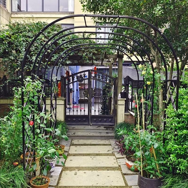 Heavy Duty Steel Garden Arbor & Trellis Arch for Grape Vines Climbing Plants Pergola Outdoor Theme Decoration Archway 180cm 260cm 340cm 140cm (Color : Black, Size : 118" W x 91" H)