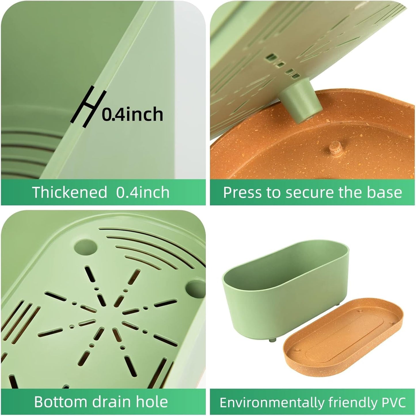 QCQHDU 16" L x 7.6" W x 7" H Window Planter Box, 2 Pack Self Watering Pots for Indoor Plants with Drainage Holes & Saucer, Outdoor Flower Pots Home Garden Modern Decor