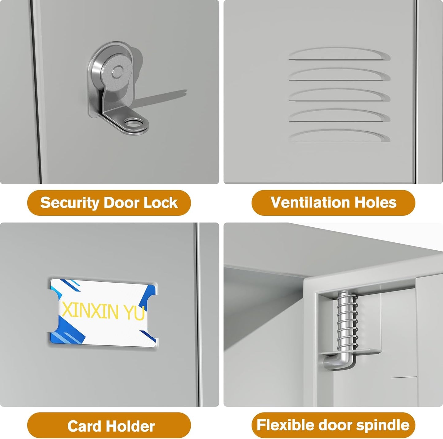 18 Doors Metal Storage Locker with Business Card Holder, 72" H Employees Lockers Storage Cabinet for Home, Office, Gym, School, Assenbly Required, Light Gray