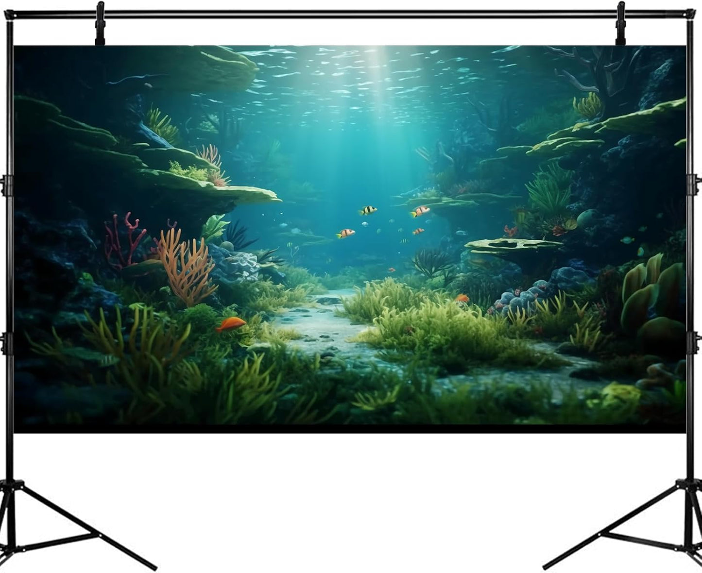 Ocean Floor Fish Tank Background Under The Sea Coral Reef Aquarium Background Underwater Aquatic Plants Corals Rock Cave Terrarium Backgrounds Tropical Fish Ocean Aquarium Backgrounds Decors 24x12in