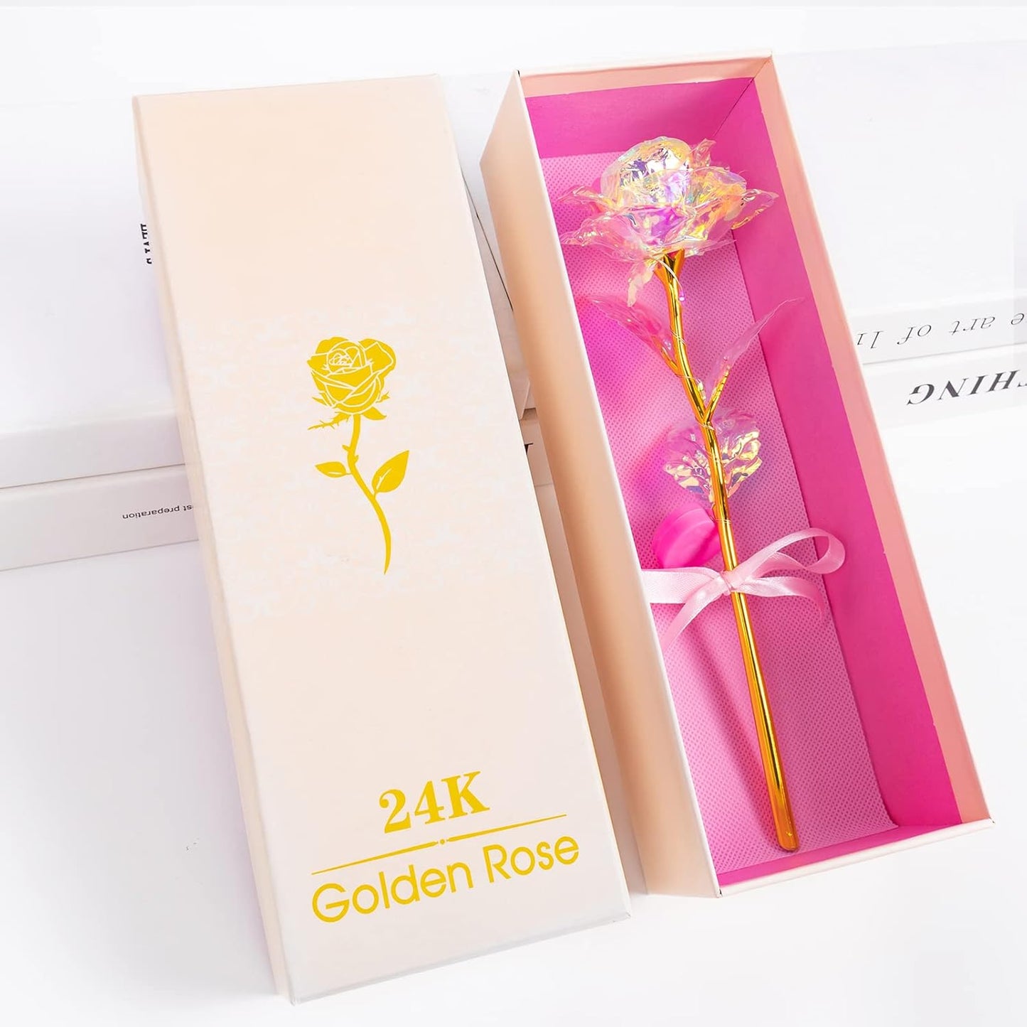 Mothers Day Mom Gifts for Women Birthday Gifts for Women Galaxy Rose Glass Flowers Forever Eternal Roses Artificial LED Flowers Gifts for Grandma Wife Daughter