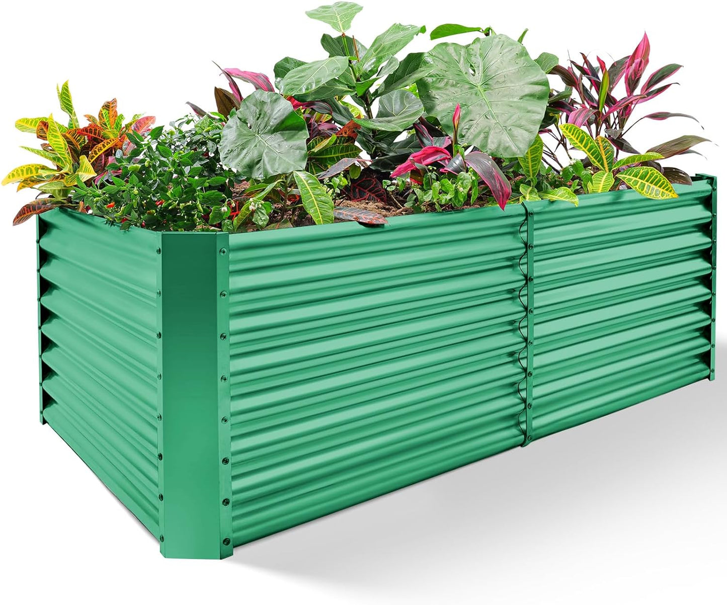 Land Guard 6×3×2 ft Galvanized Metal Raised Garden Bed, 2FT Deep Root Elevated Planter Box Steel Large Vegetable Flower Bed Kit(Green)