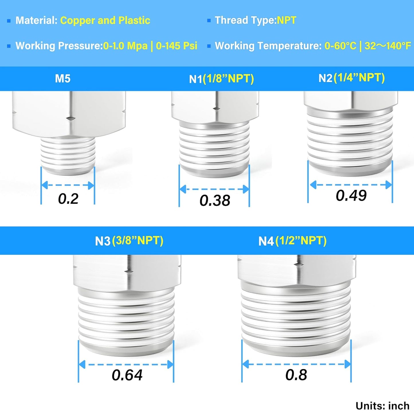 TAILONZ PNEUMATIC Elbow and Straight Combination 1/4 Inch Tube OD x 3/8 Inch NPT Thread Push to Connect Fittings PC-1/4-N3+PL-1/4-N3(Pack of 12)