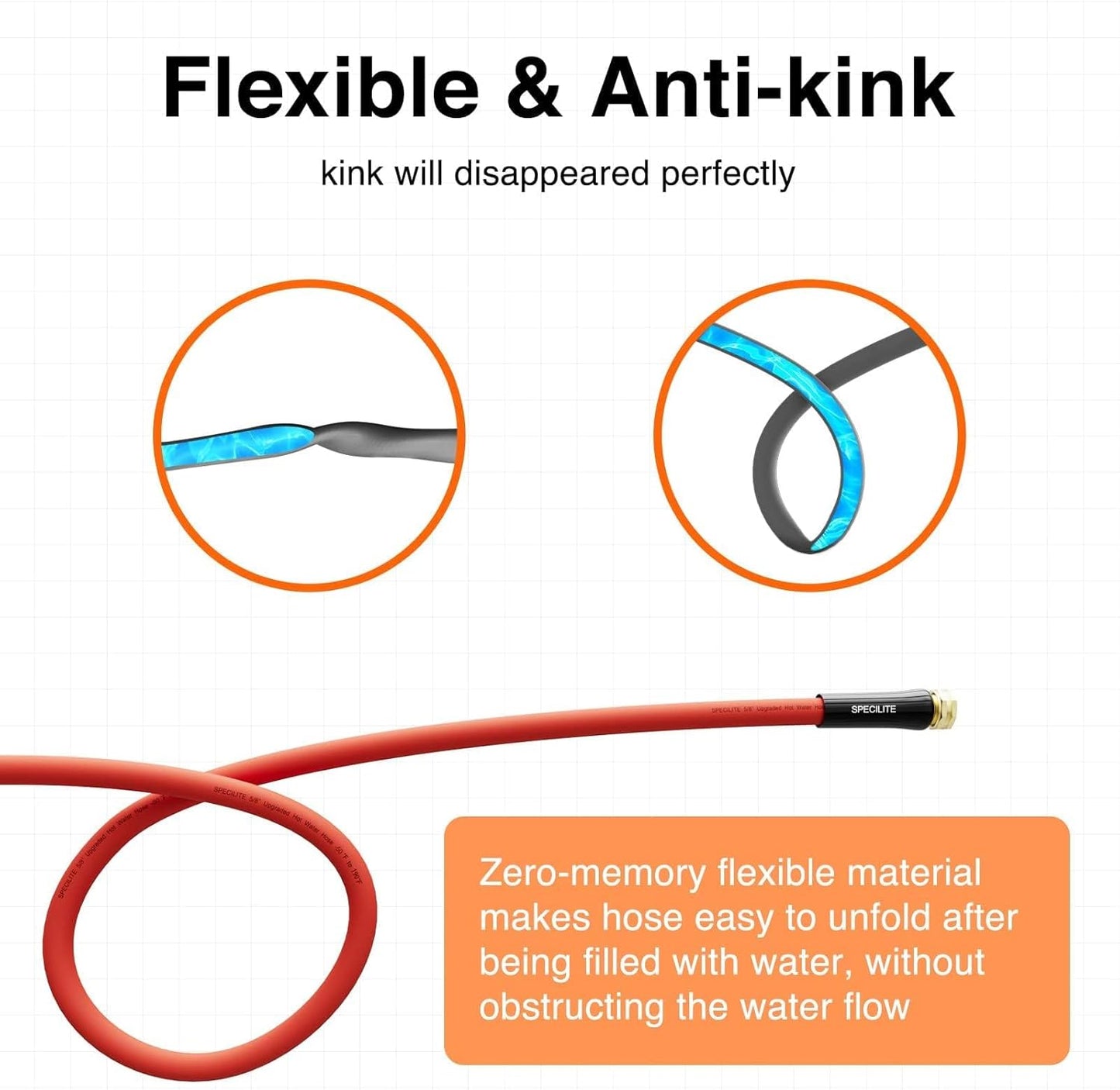 3/4" Hot/Cold Garden Water Hose 50 ft, -50℉-190℉,Flexible & Lightweight With 3/4" Brass Fittings for Yard, Outdoor, Farm, Red