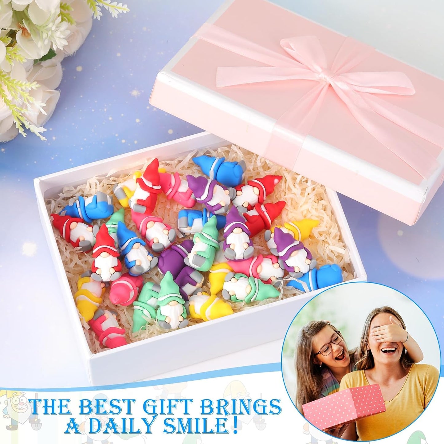 60 Pcs Mini Gnomes Figurines Tiny Fairy Resin Gnomes Statue Garden Bulk for Goody Bag Stuffers Filler Party Favors Gifts Decor Dwarf Statues Garden Dollhouse Micro Landscape Accessories