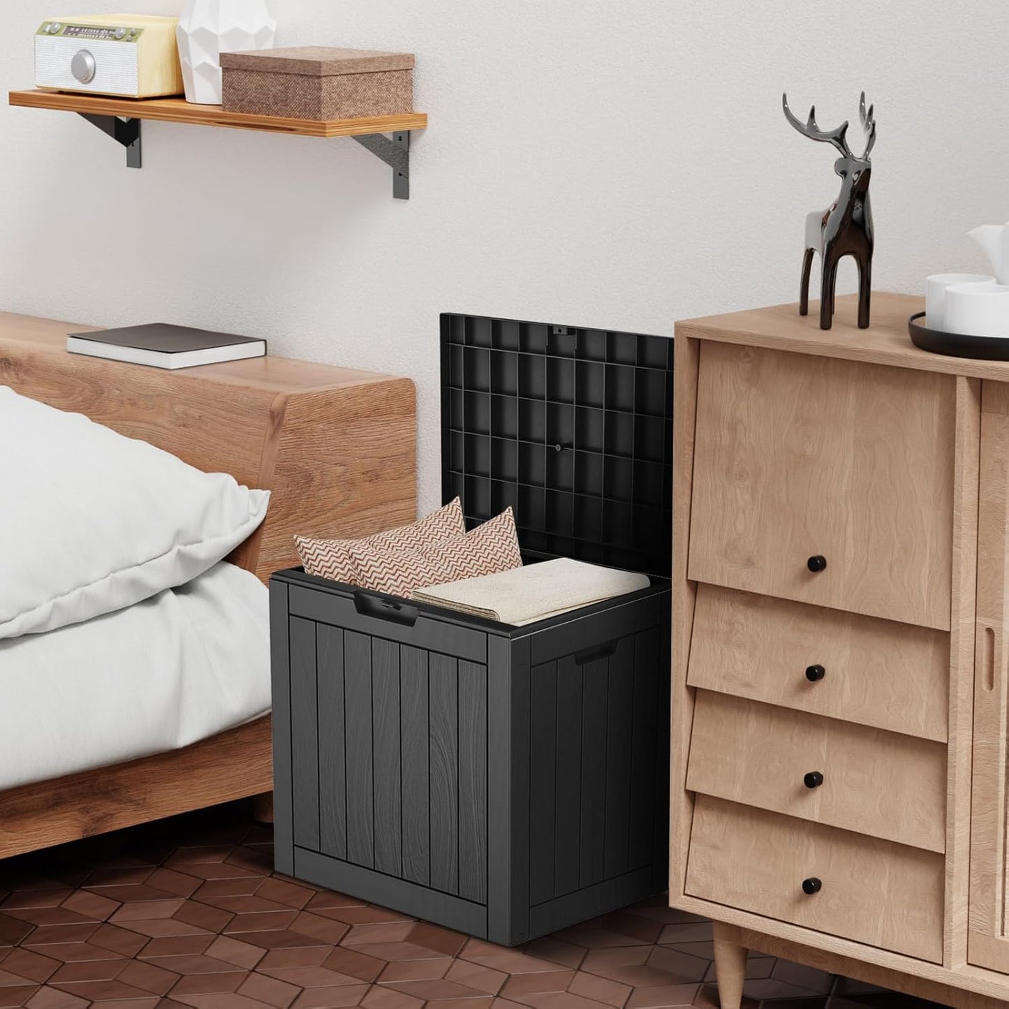 DRATO Deck Boxes, 31 Gallon Outdoor Storage Box for Patio Cushion, Sports Equipment, Garden Tools, Waterproof and UV Resistant, Lockable (Black)