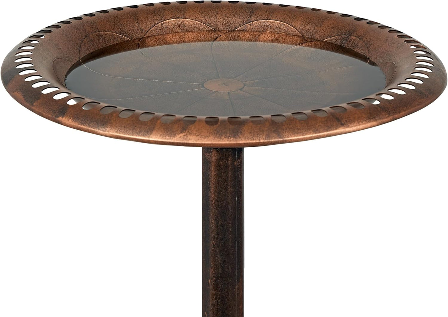 Alpine Corporation TEC116BZ Outdoor Pedestal Birdbath w/Scrollwork Base and Stakes, Elegant Garden Birdbath, 28" H, Bronze