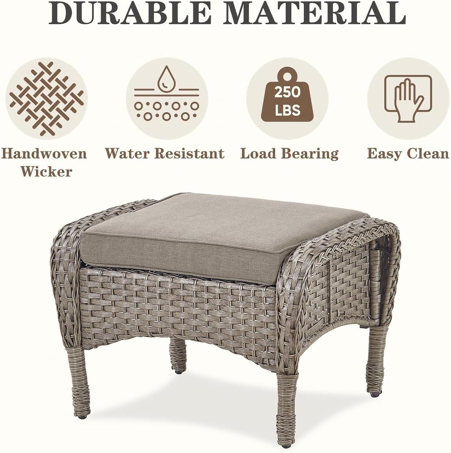 Expansive 10 Pieces Outdoor Patio Furniture Set with 43” Propane Fire Pit Table, Patio Conversation Set with Swivel Rocker Outdoor Chairs Set of 4 and Sofa, Ottoman and Wicker Side Table Gray