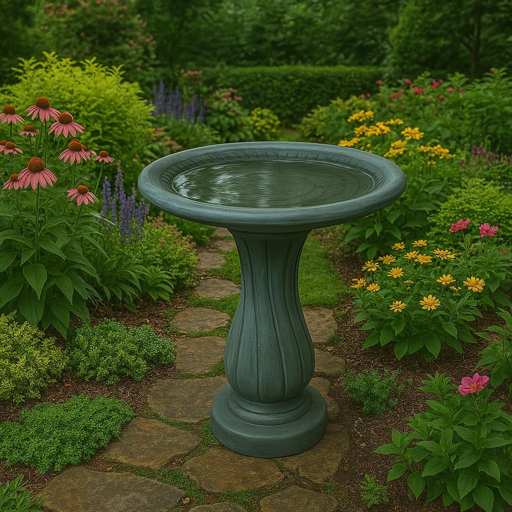 Spiral Birdbath- 29in Tall- Indigo