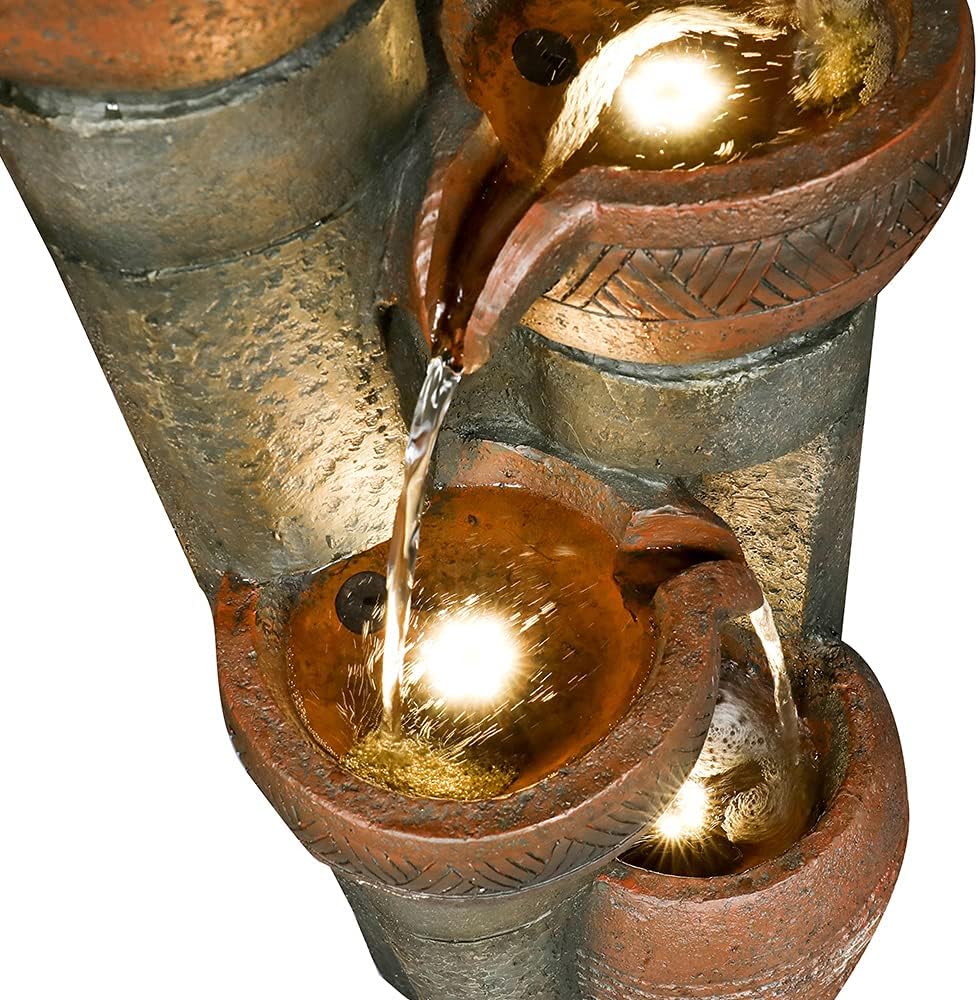 5 -Tier Outdoor Garden Water Fountain Decor, Resin Fountain for Garden, Floor Patio, Deck, Porch, Backyard and Home Art Decor (Brown, 39.7inch)