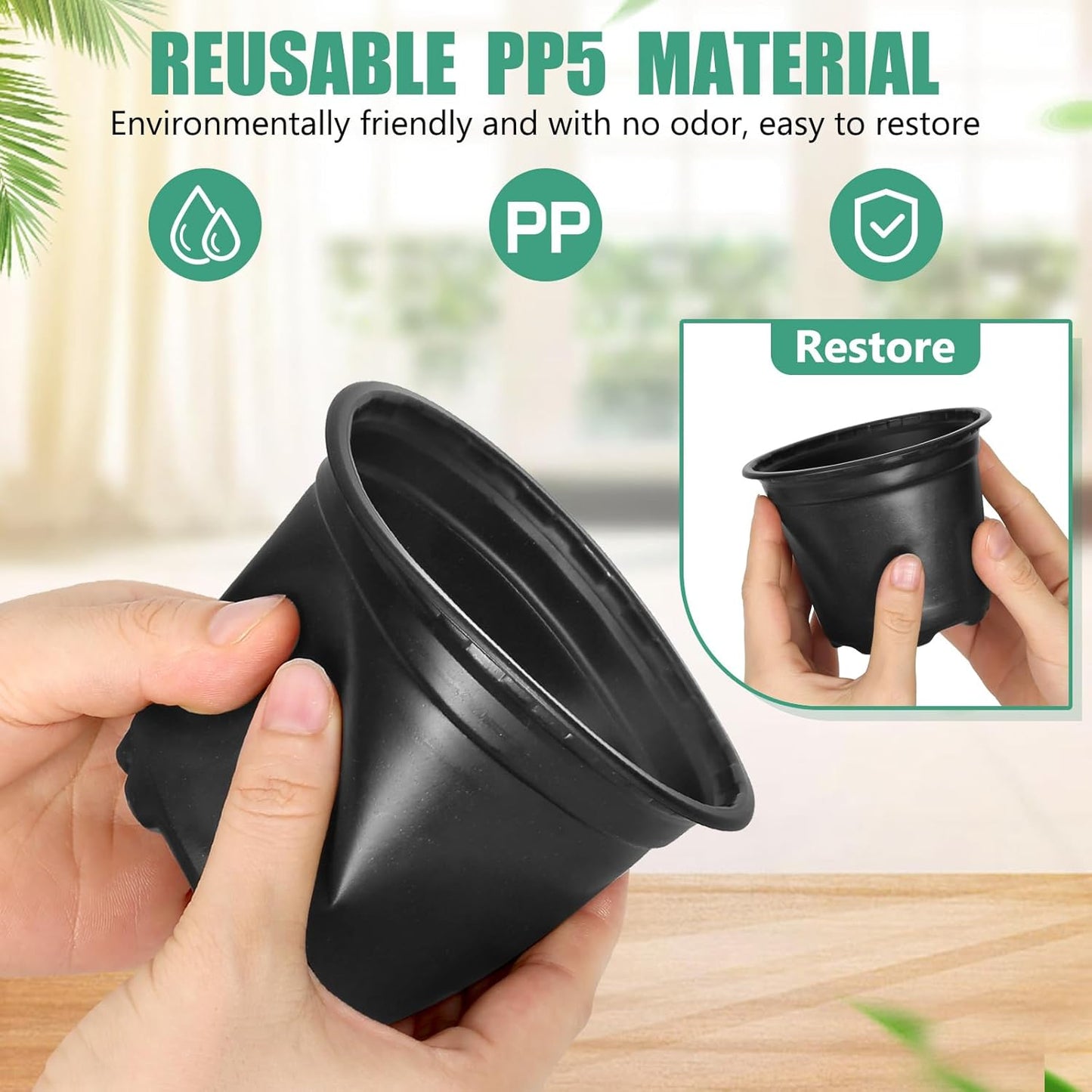 120 Packs 6 Inch Plant Nursery Pots, Plastic Seeds Starter Pots with Drainage Holes, Germination Soft Flower Plant Container for Succulents Seedling Cutting Transplanting (120, 6 Inch)