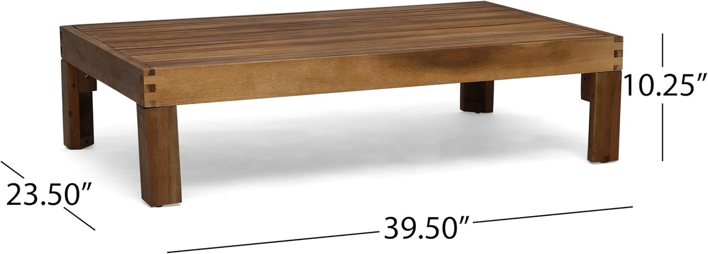 Christopher Knight Home Mamie Outdoor Acacia Wood 5 Piece Sofa Set, Teak Finish, Dark Teal