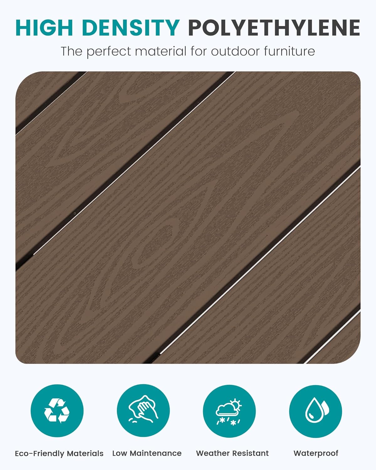 SERWALL 41" Outdoor Bar Table, HDPE Patio Bar Counter Height Table, All Weather Adirondack Outdoor Bar Height Table, Rectangle Patio Bar Table for Outside, Garden, Backyard, Balcony, Poolside, Coffee