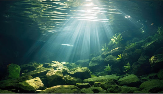 Under The Sea Aquarium Background Aquatic Plants Deep Sea Fish Tank Background Underwater Sunray Rock Terrarium Backgrounds Deep Ocean Floor Tropical Fish Tank Backgrounds 24x16in