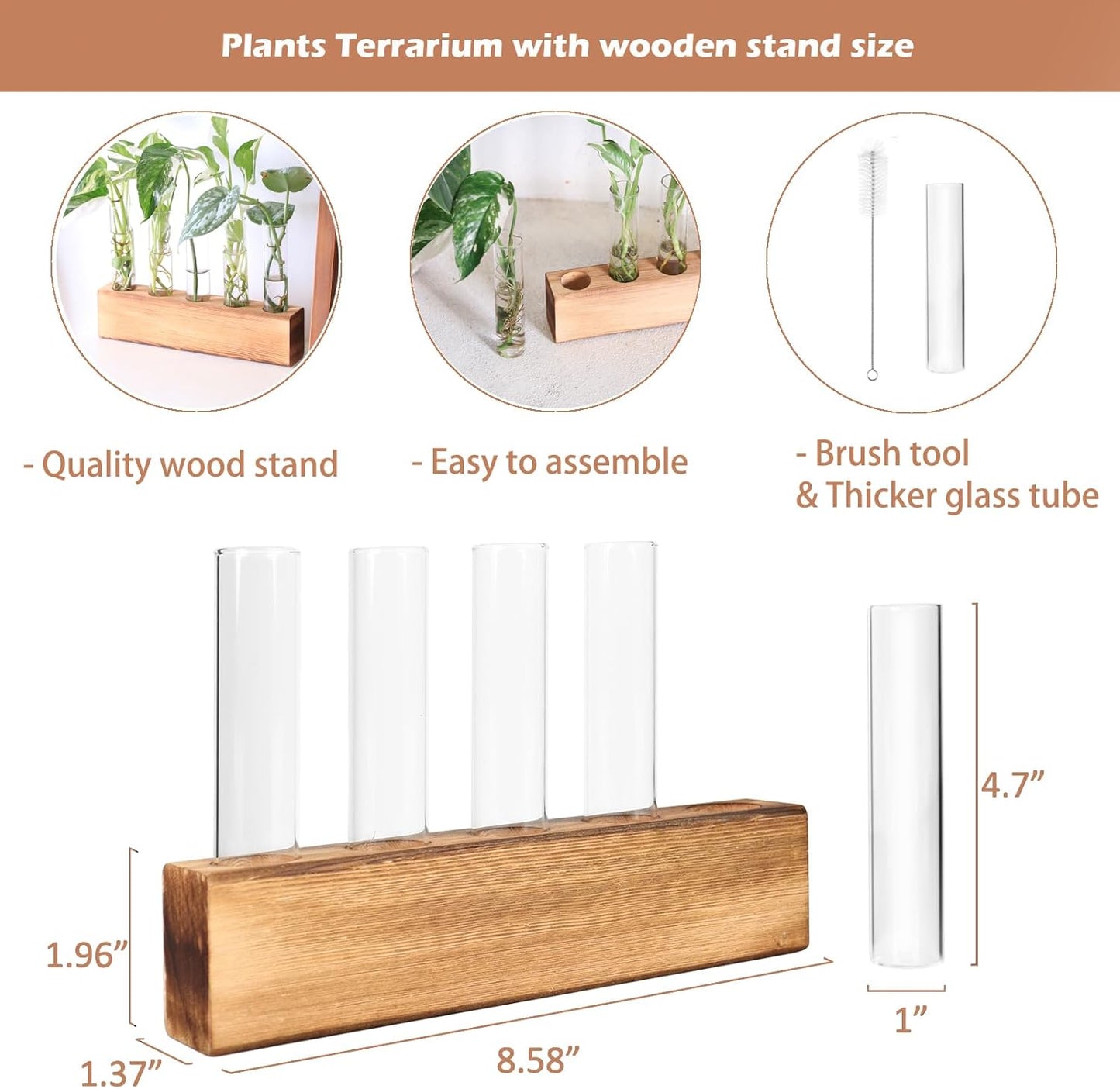 KAXYEW Plant Propagation Station, Plants Propagation Tubes, Gifts for Plant Lovers, Plants Cutting Holder Test Tube Vase Office Desk Garden Décor Gift for Her Mom Women Hydroponic Vase Gift Box