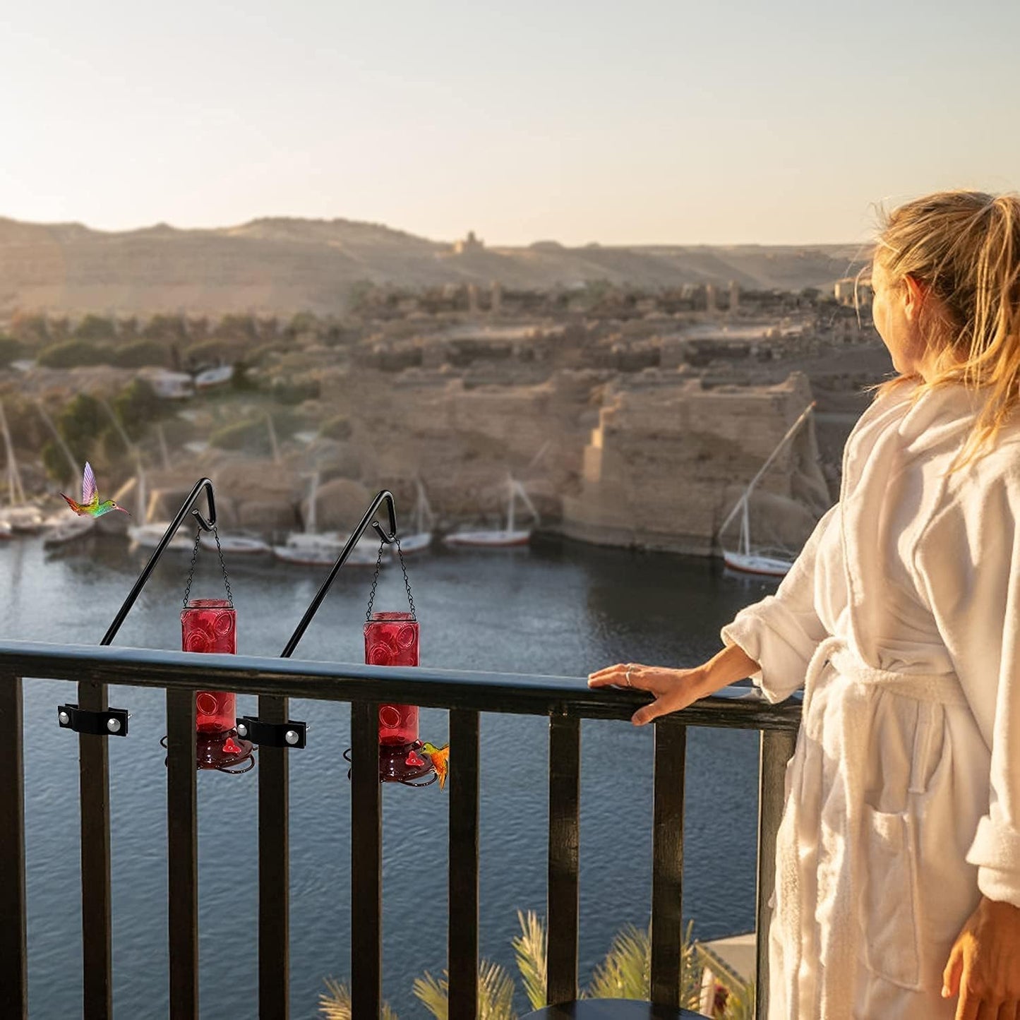 MIXXIDEA 11 Inch Long Fence Deck Hook Rail Hanging Mounting Kit Heavy Duty Bird Feeder Hook Decorative Hanger for Bird Feeders Planters Suet Baskets Lanterns on Balcony Porch Railing Fence