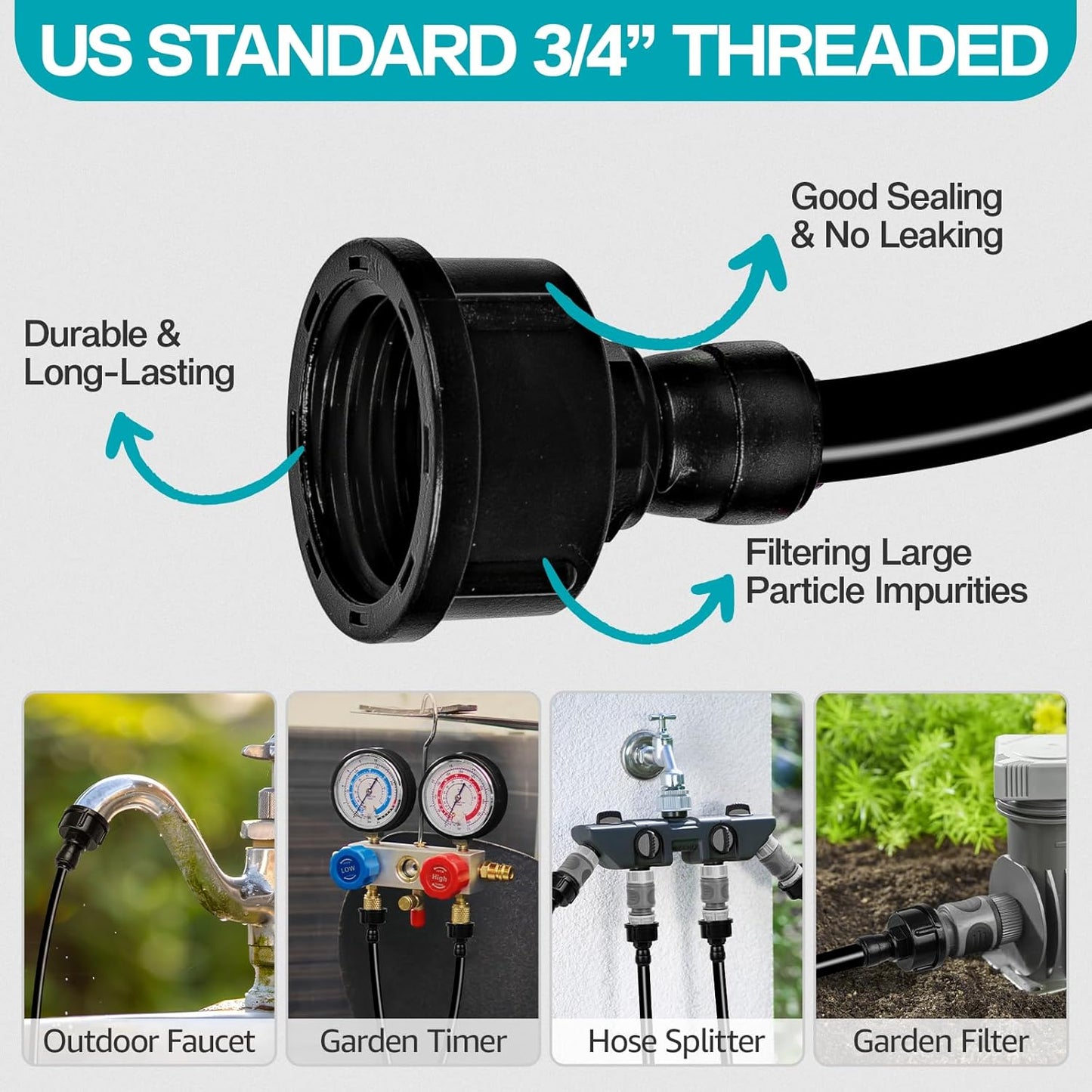 OnBrand Patio Water Misters for Cooling Outdoor, 100FT Mister for Outside with 3/4" Adapter and Filter, Misting Cooling System with 2 T-Joints and 30 Brass Nozzles for Greenhouse Trampoline Coop