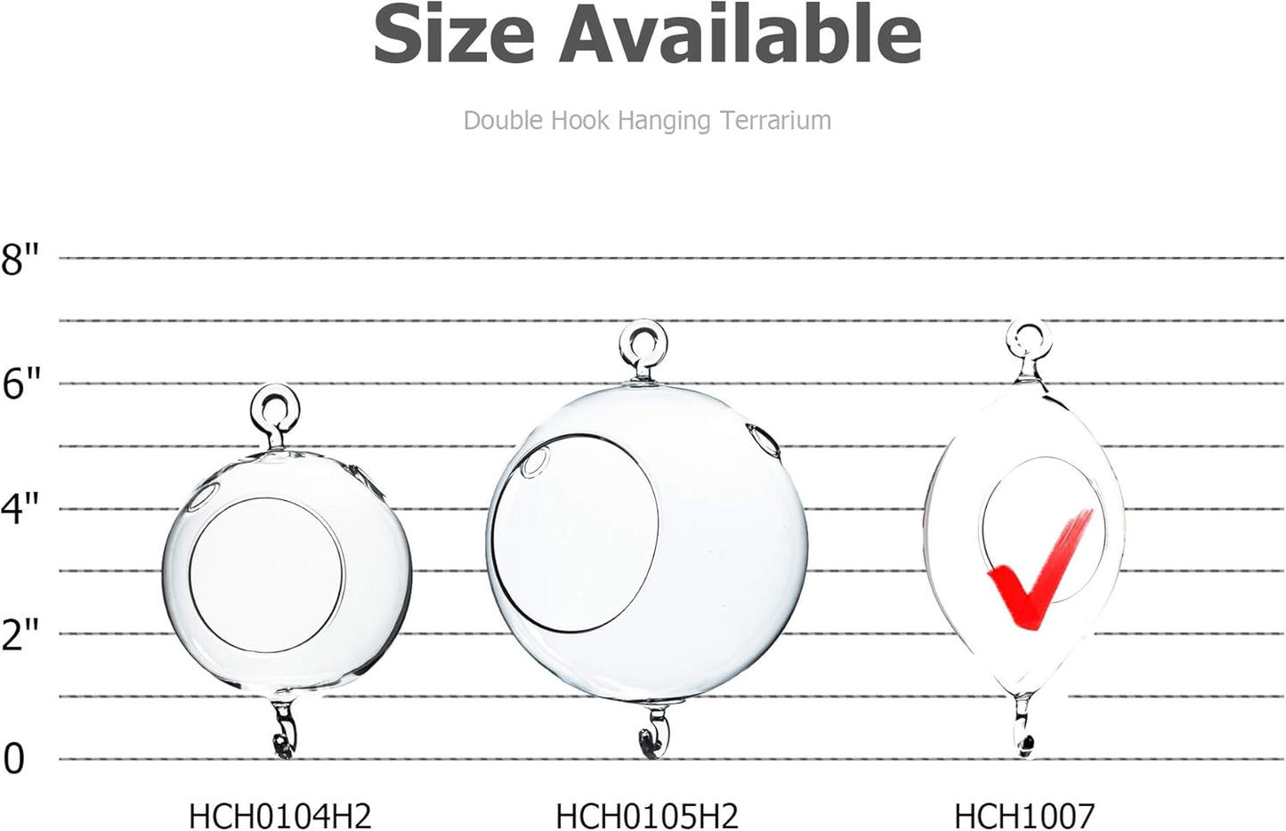 WGV Hanging Terrarium, Width 3.5", Height 7", Oblong, Double Hook, DIY Air Succulent Planter, Clear Glass Vase Orb, Candle Holder for Windowsill Outdoor Garden Decor, 6 Pieces Bulk