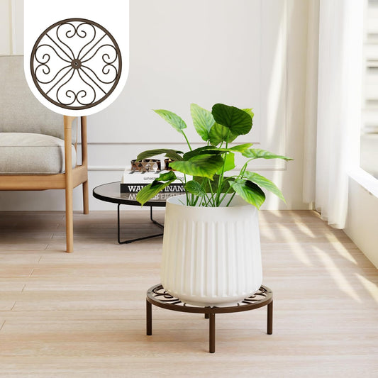 Brown Plant Stand Plant Holder - 10.24'' Short Flower Stand for Garden Courtyard, Heavy Duty Plant Rack for Multiple Plant Indoor or Outdoor.