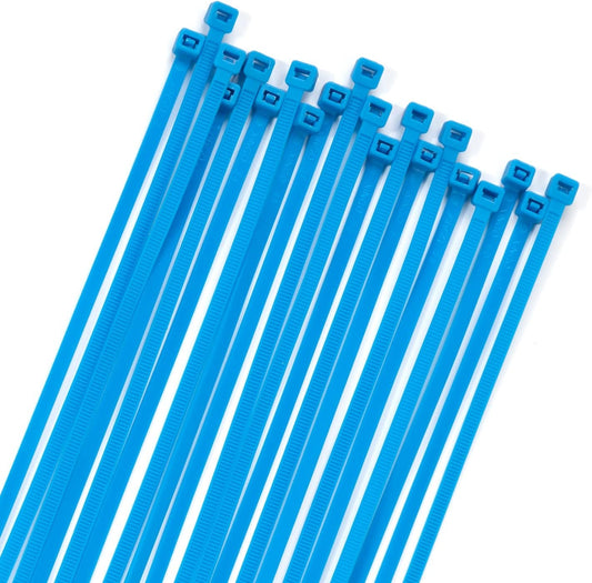 XINGO 100PCS Cable Zip Ties Heavy Duty, Premium Nylon Plastic Wire Ties with 50 Pounds Tensile Strength, Self-Locking Black Nylon Zip Ties for Indoor and Outdoor (14 inch, Blue)