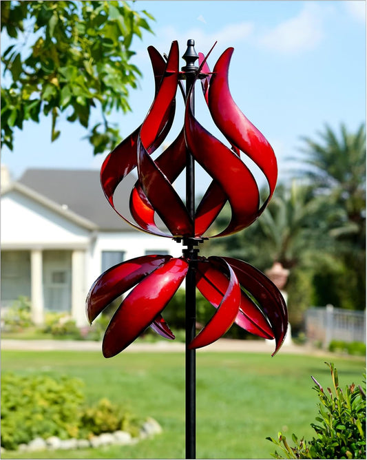 Yard Garden Wind Spinners - Large Outdoor Metal Wind Spinners with Stake, Yard Art Lawn Garden Decor (19" W x 87" H)