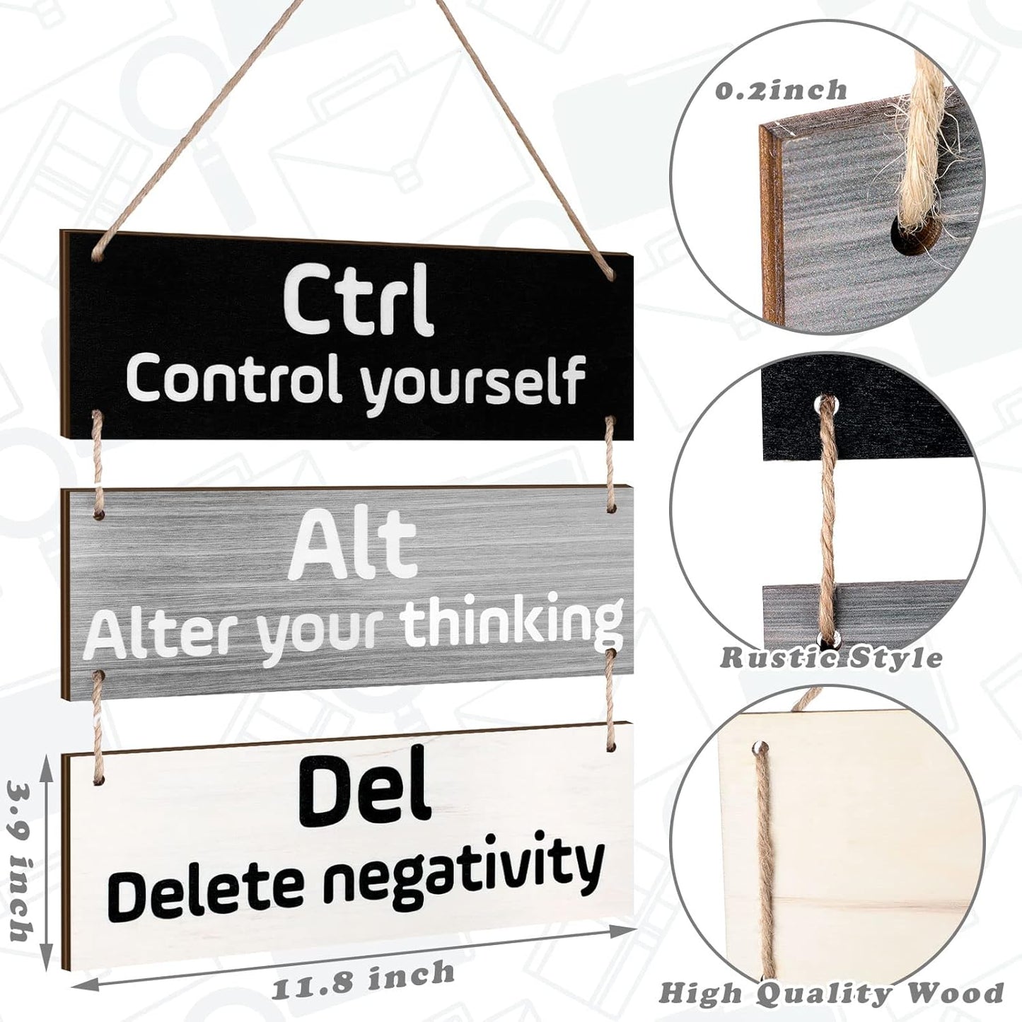 Office Wall Decor Inspirational Wall Art for Motivational Plaques Rustic Wooden Hanging Decor Positive Saying Quote Sign Art for Home Office Living Room(Black, Gray, White)