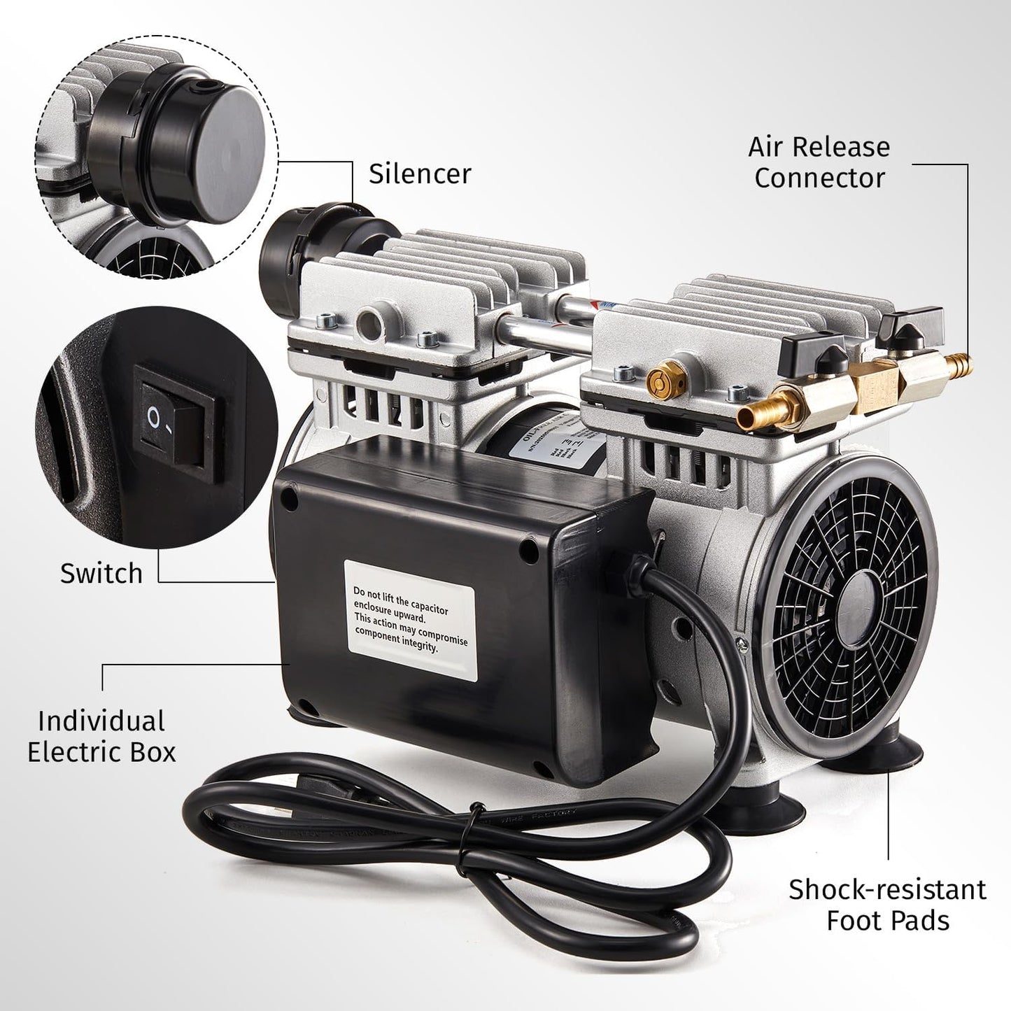 Pond & Lake Aeration System,Pond Aerator Pump,550W Power 5.2CFM for Up to 3 Acre with Timer,3/4 HP Compressor (NO Diffusers, 1)