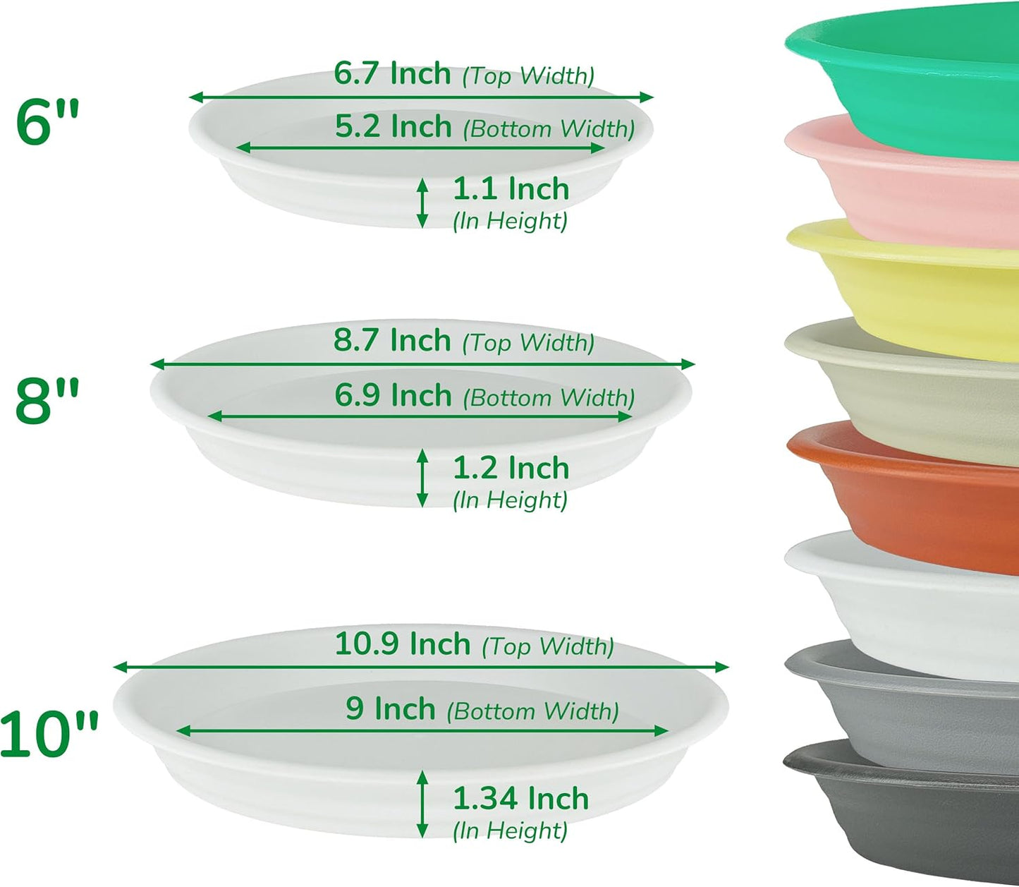 12Pcs Colourful Plant Saucer, 6 8 10 Inch Durable Plastic Plant Tray, Round Plant Pot Saucers, Drip Tray for Indoor and Outdoor Garden, Pink