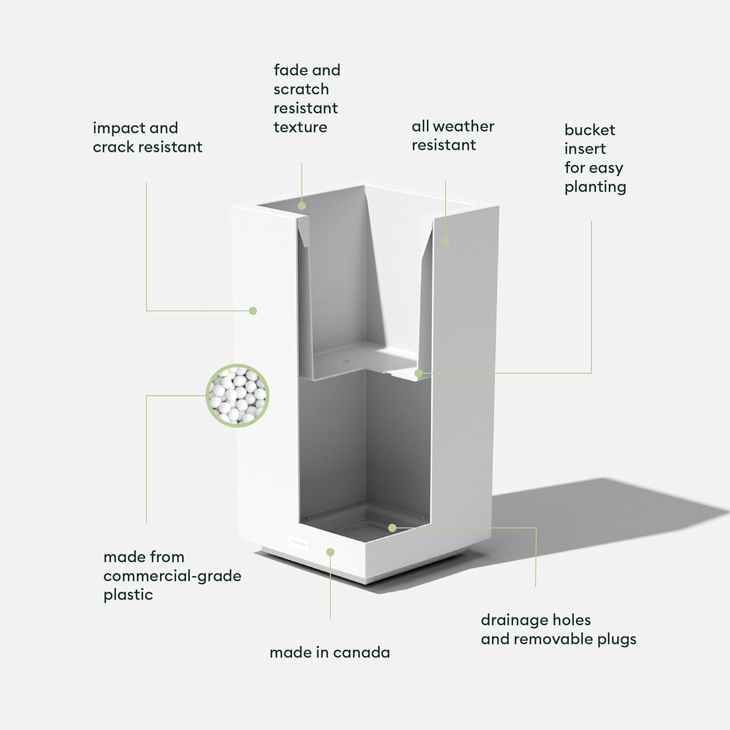 Veradek Block Series Pedestal Planter - Tall Planter for Indoor or Outdoor Front Porch | All-Weather Use with Removable Insert Bucket | Modern Décor for Flowers, Tall Trees, Faux Plants