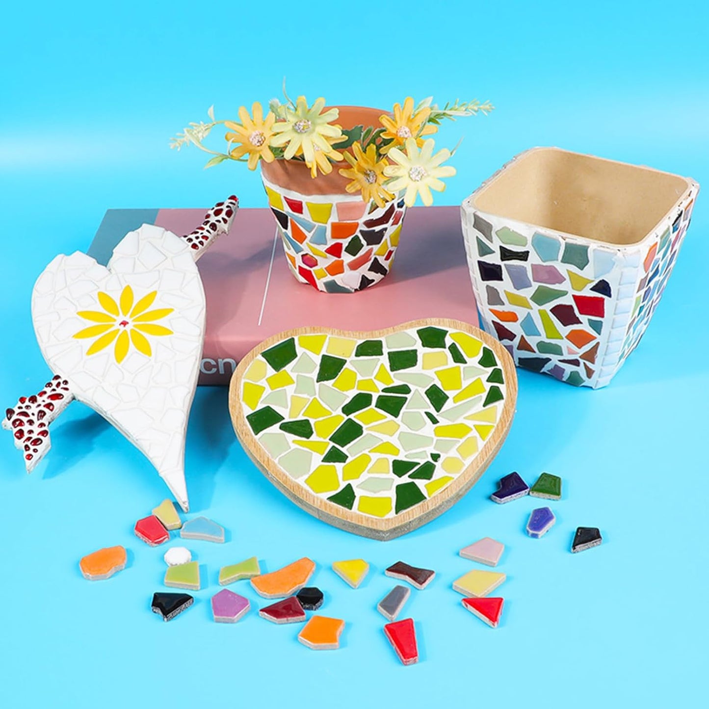 Mosaic Tiles Triangles Trapezoids Polygons Ceramic Crystal Mosaic Glass Tile for Crafts Bulk DIY Picture Frames Handmade Jewelry Coasters Art Material Decoration,Irregular Size, 200g (Brown)