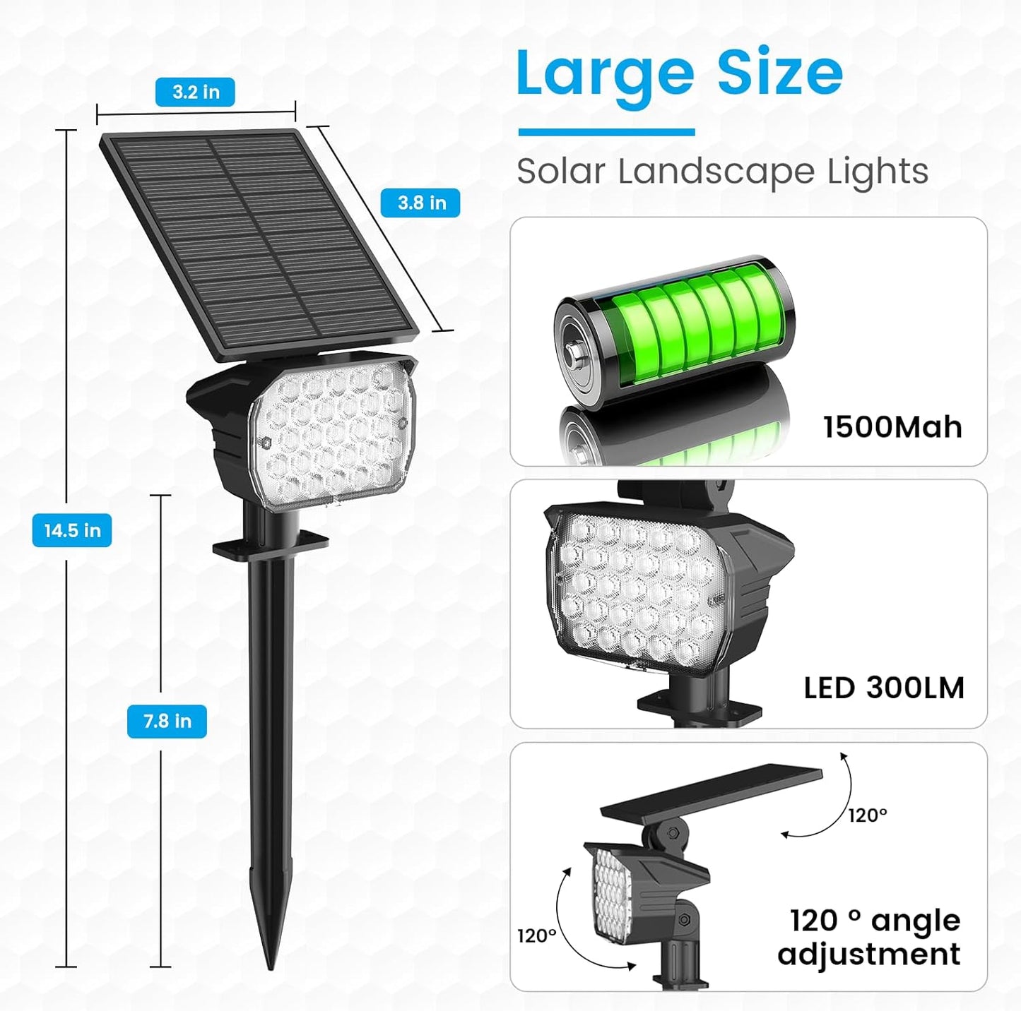 VOLISUN Solar Spotlight Outdoor, IP67 Waterproof Solar Landscape Spot Lights，Uplights for Yard Garden Pathway - 12 Pack (Warm White) 27 LED 3 Lighting Modes