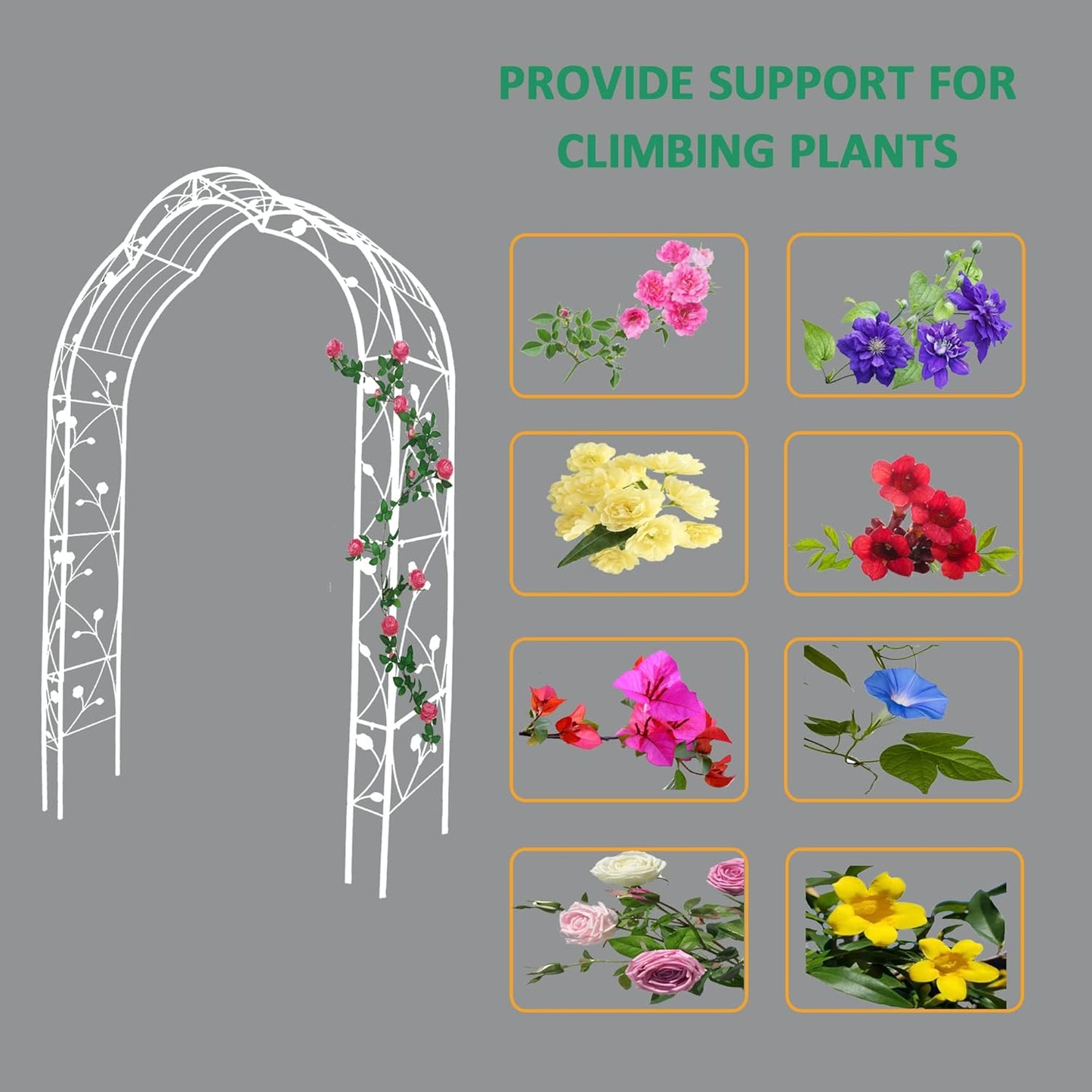 Metal Garden Arch 98.4" H White Garden Arbor Trellis for Outdoor Climbing Plants Support Rose Lawn Tall Large Wedding Archway