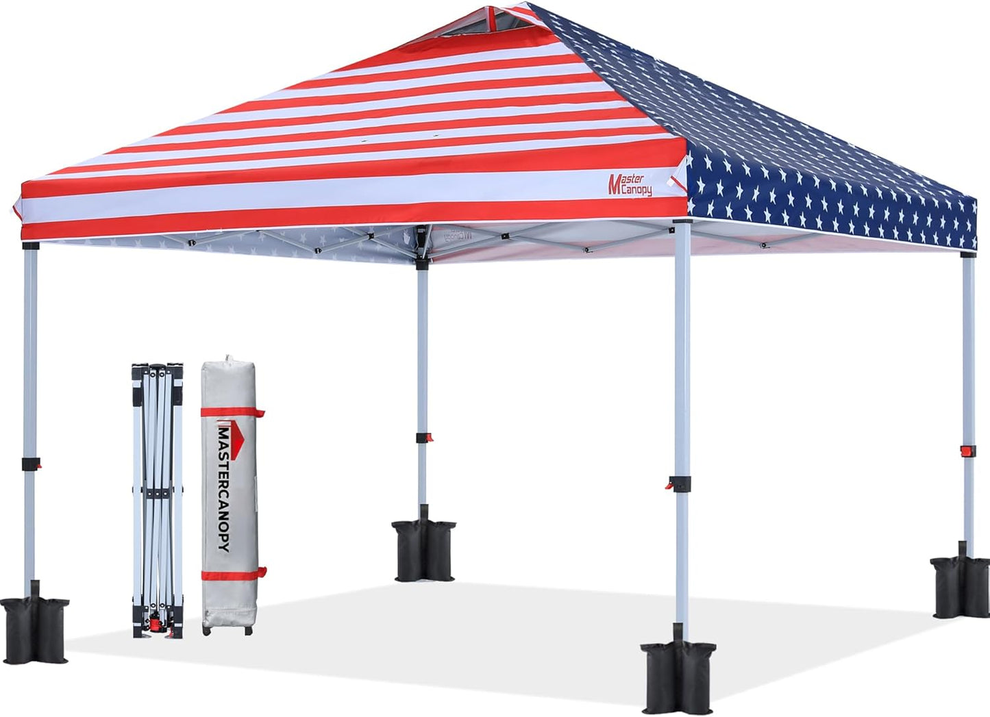MASTERCANOPY Durable Pop-up Canopy Tent with Roller Bag (10x10, American Flag)