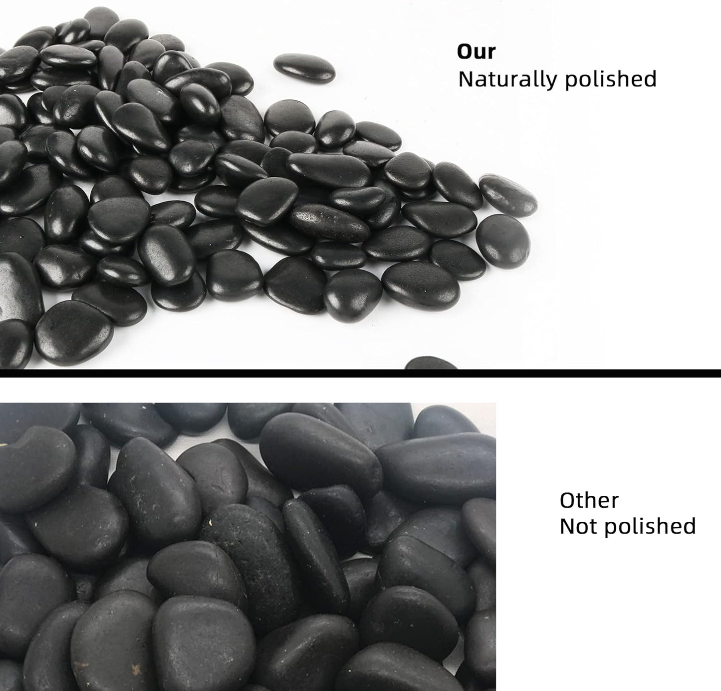 Black Pebbles for Plants 7lb Bulk Bag Aquarium Gravel 0.5"- 1" Decorative Polished Fish Tank Stone River Rocks