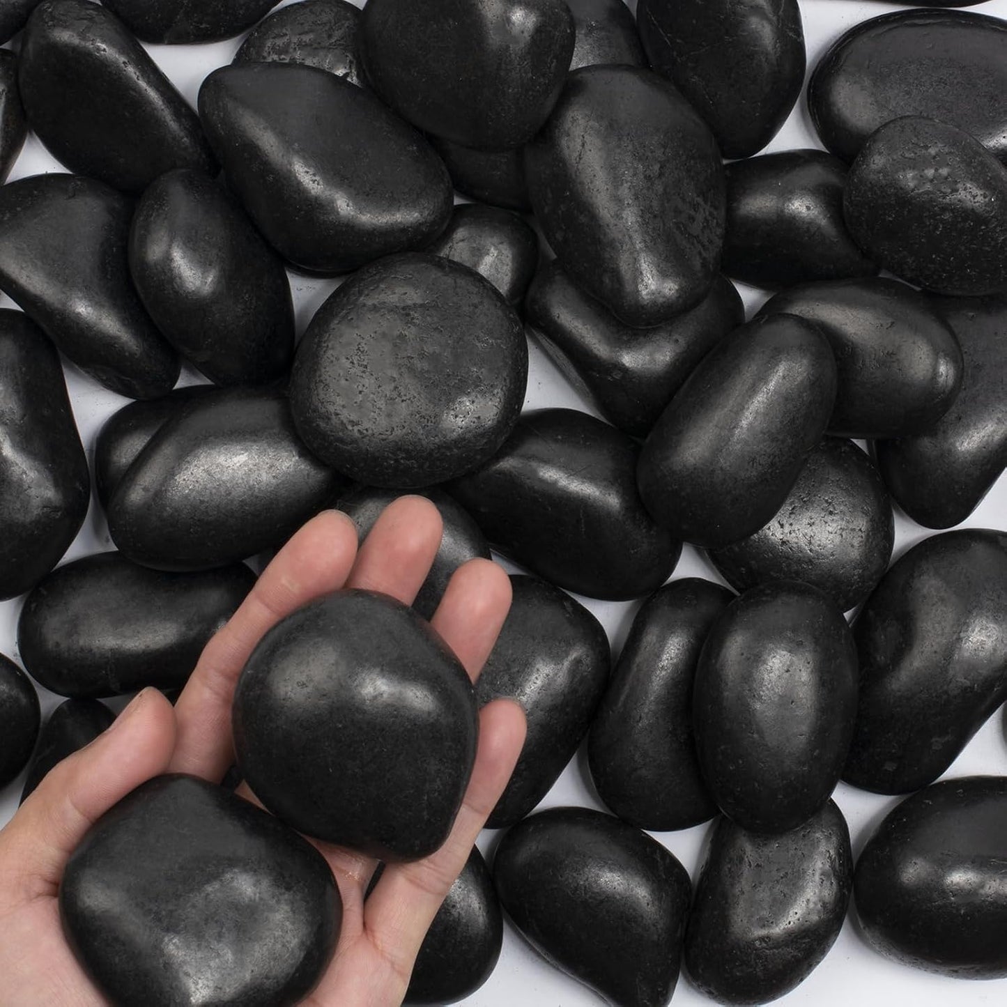 10 lbs Black River Rocks - Large Polished Black Pebbles for Plants & Garden Decorative Stones，2-3" Polished Pebbles for Landscaping, Fish Tanks, Flower Pots, Water Fountains