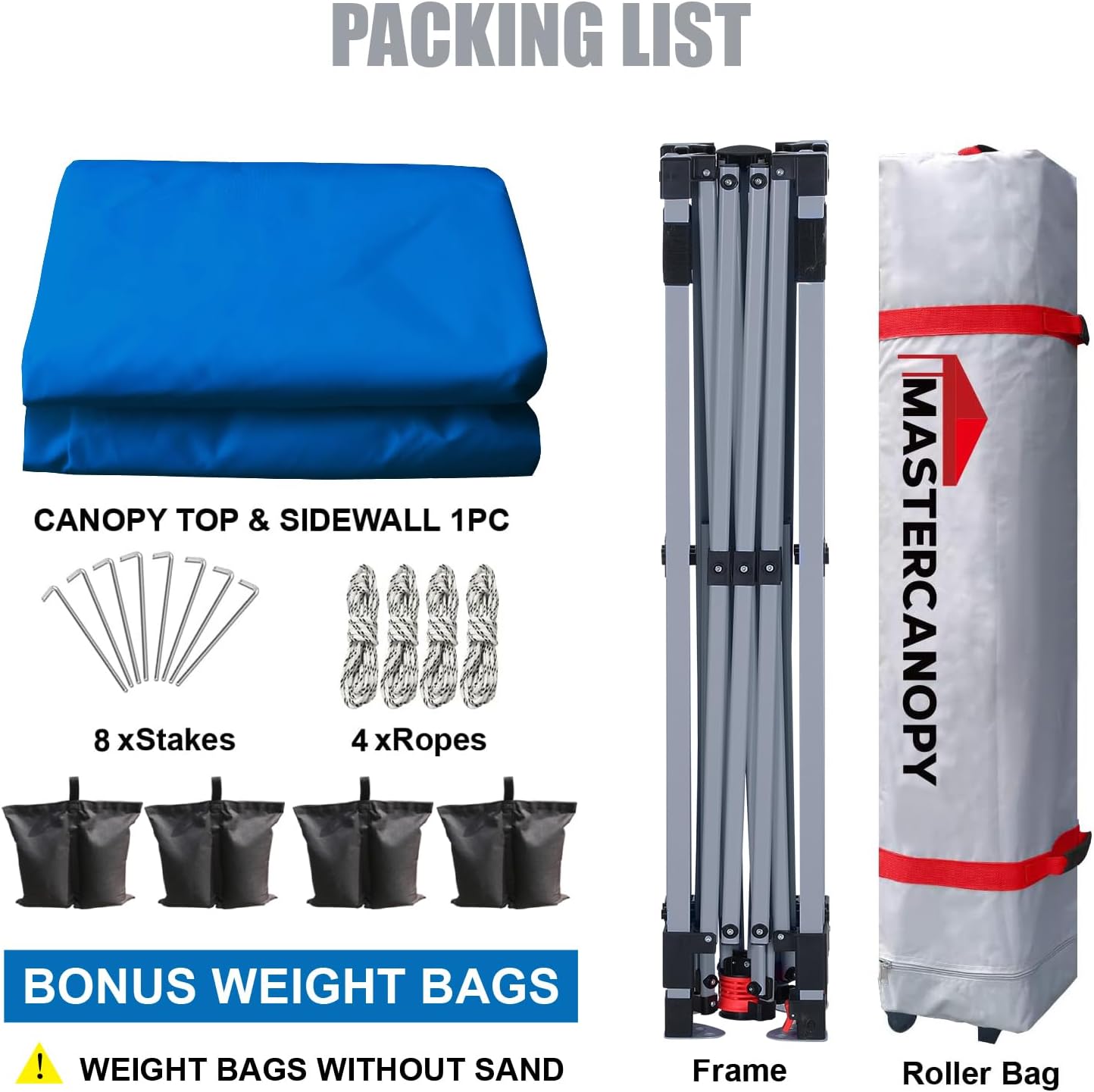 MASTERCANOPY Durable Pop-up Canopy Tent with 1 Sidewall (8'x8',Blue)