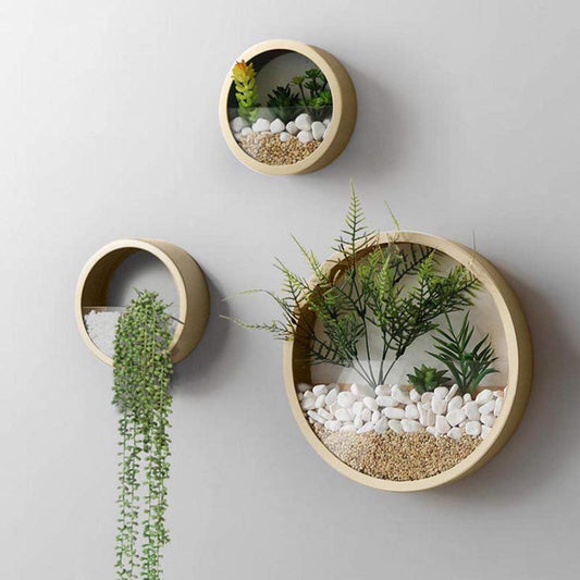 3 Pack Set Wall Planters,Modern Round Glass Wall Planter Succulent Planter Circle Iron Hanging Planter Vase for Herb,Small Cactus Perfect for Balcony, Room and Patio Decor (Gold)